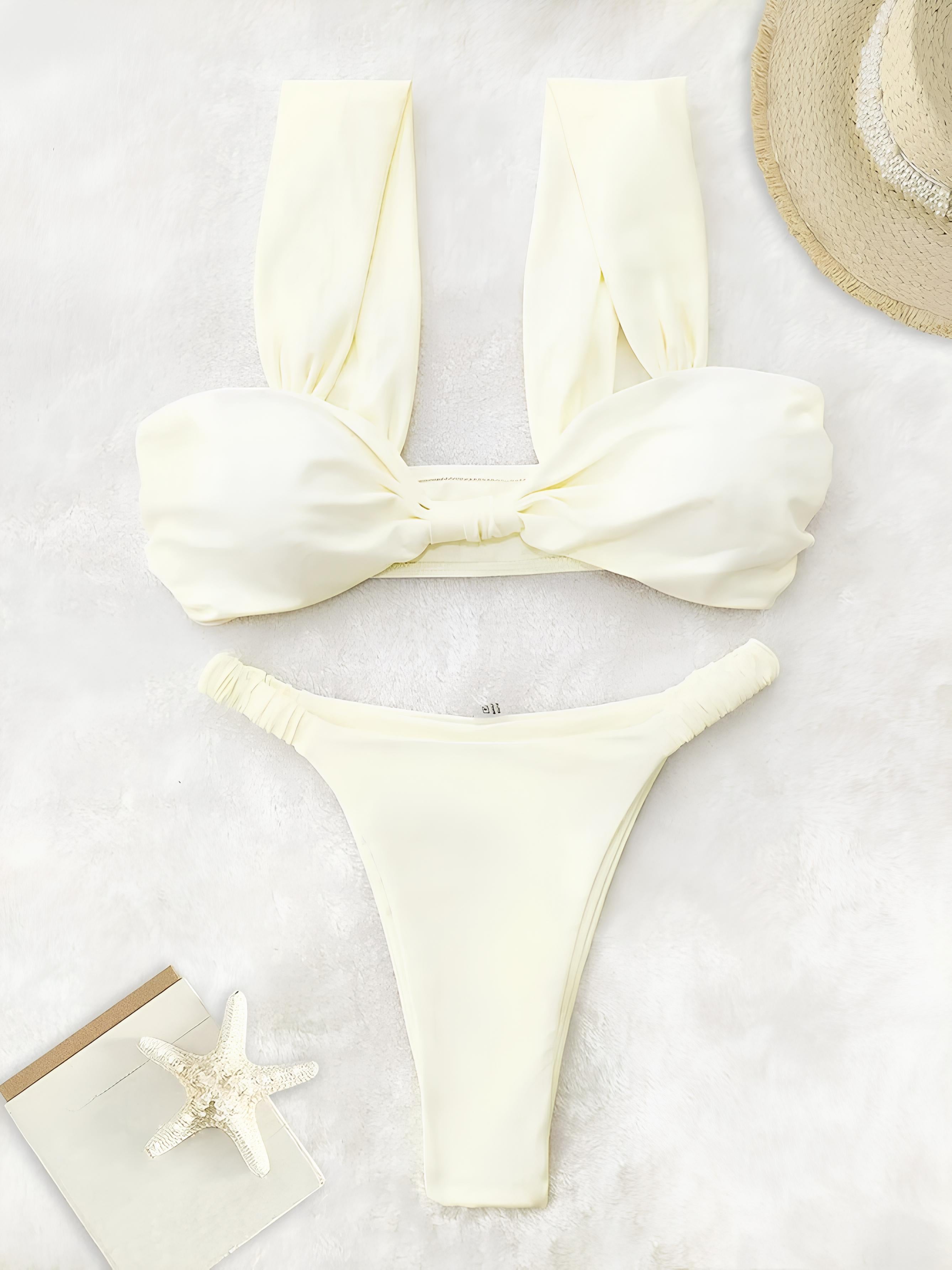 High-Waisted Microfiber Bikini With Central Knot