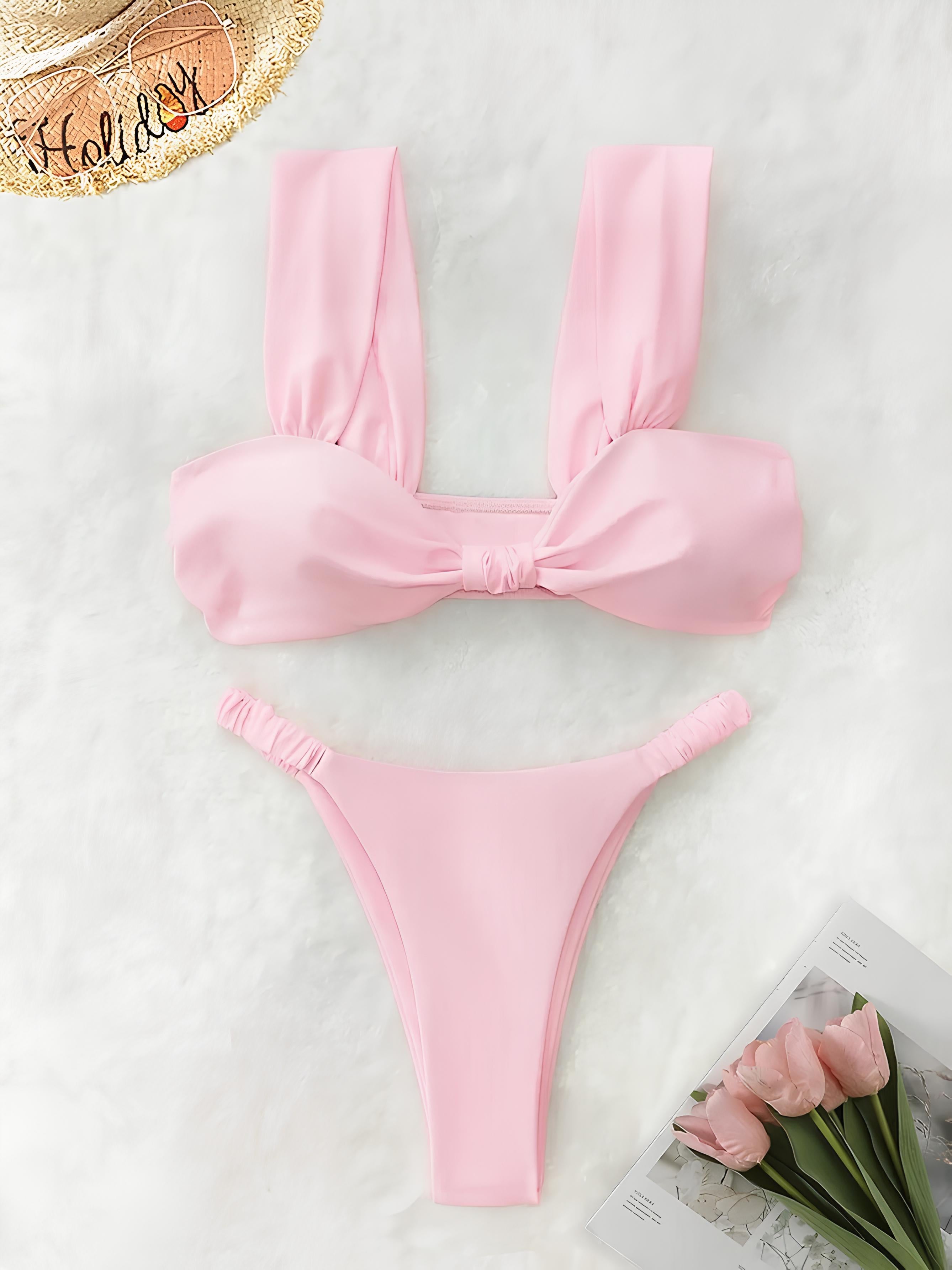 High-Waisted Microfiber Bikini With Central Knot