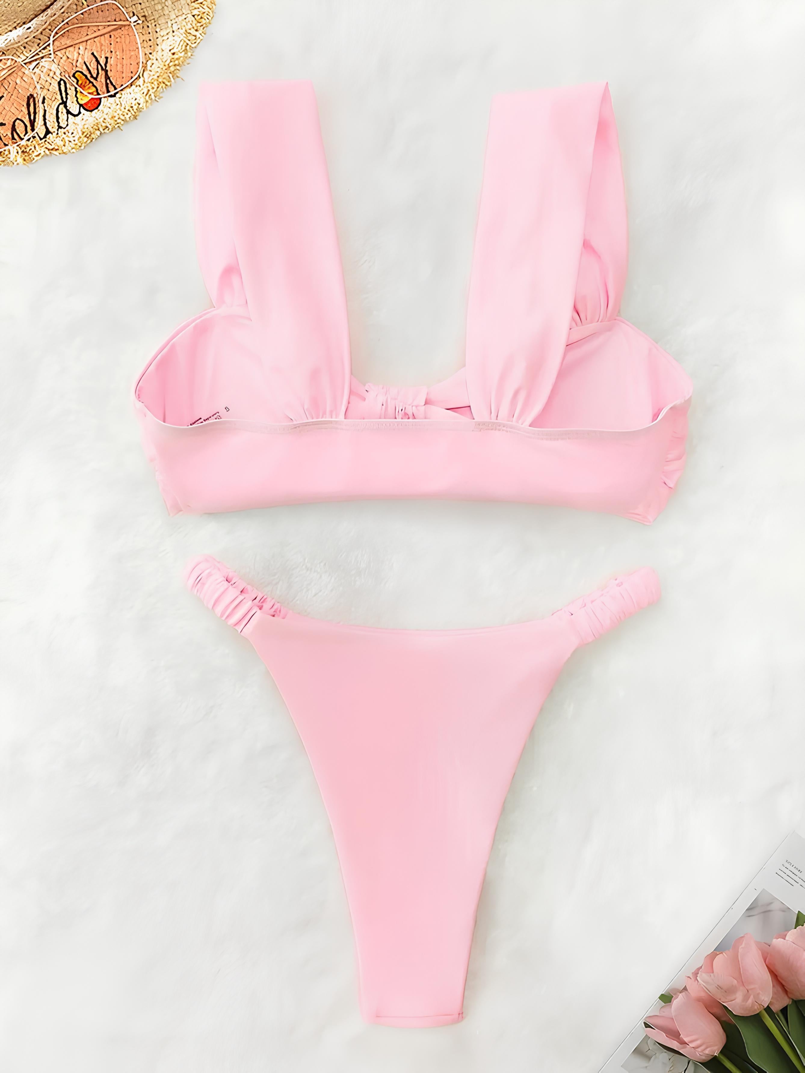 High-Waisted Microfiber Bikini With Central Knot