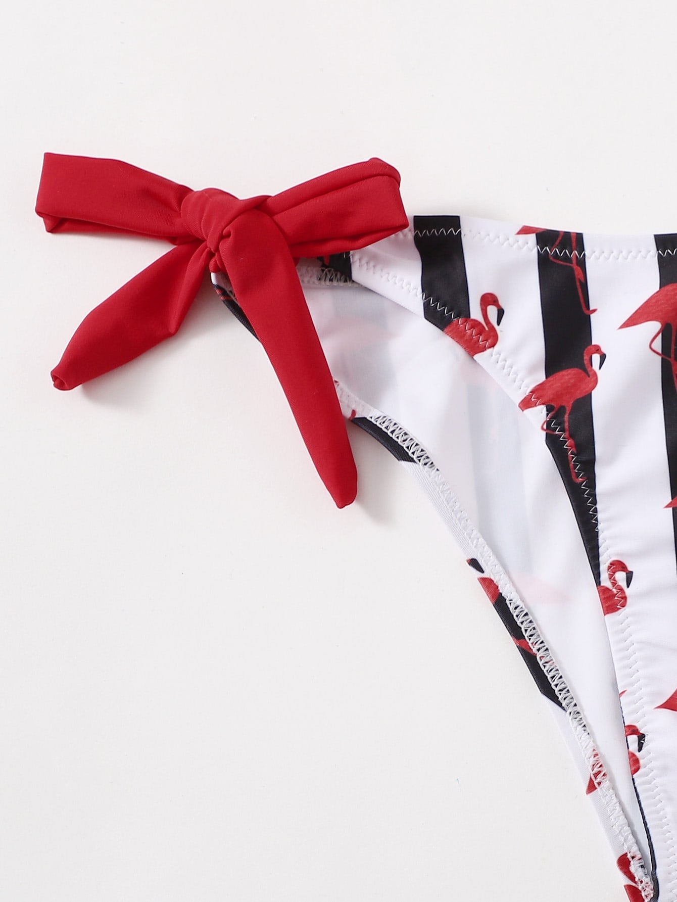 Striped Bikini With Ruffles And Adjustable Sides