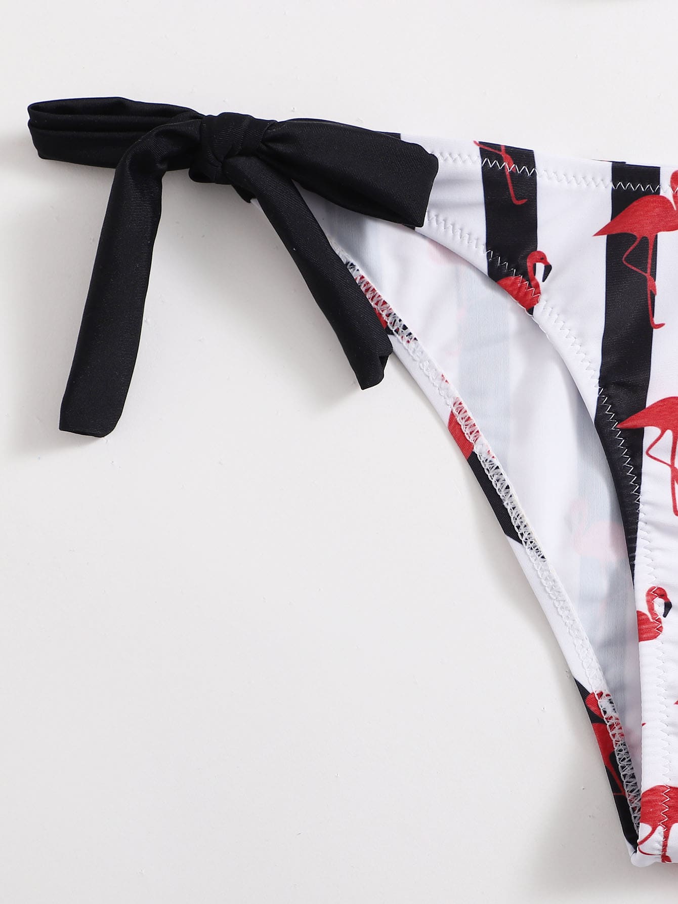 Striped Bikini With Ruffles And Adjustable Sides