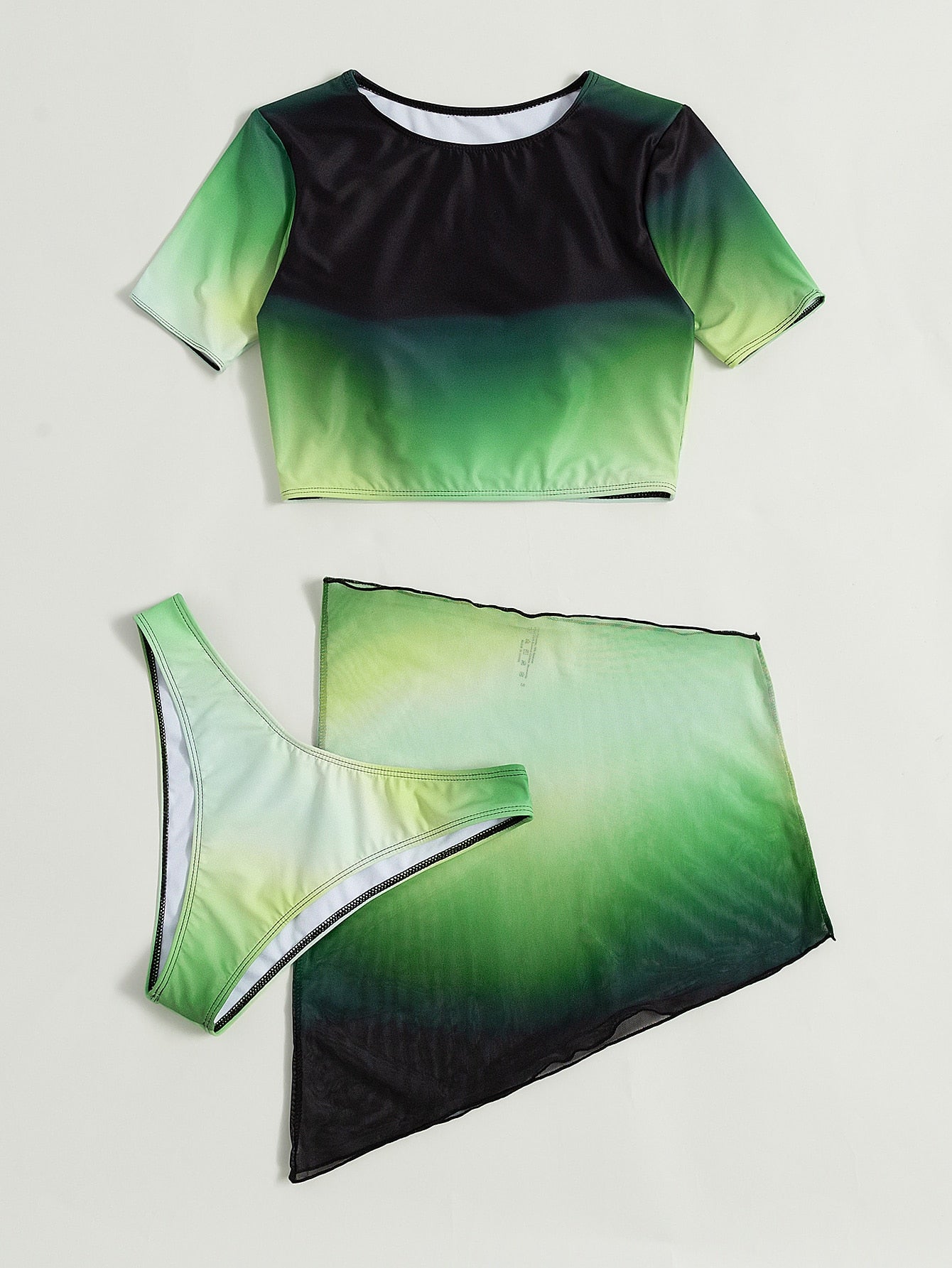 Bikini Cropped Top And Asymmetrical Printed Skirt Set