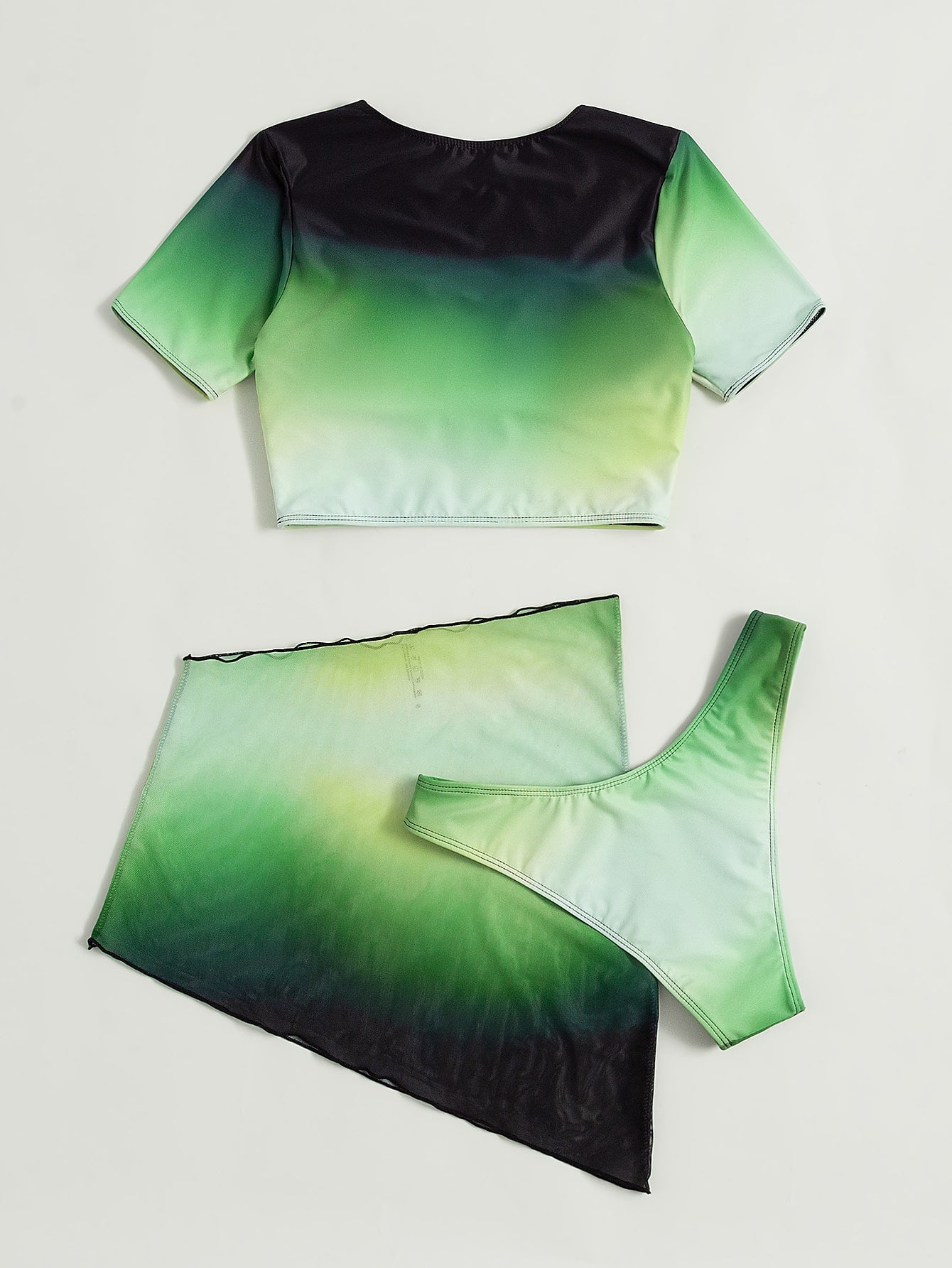 Bikini Cropped Top And Asymmetrical Printed Skirt Set