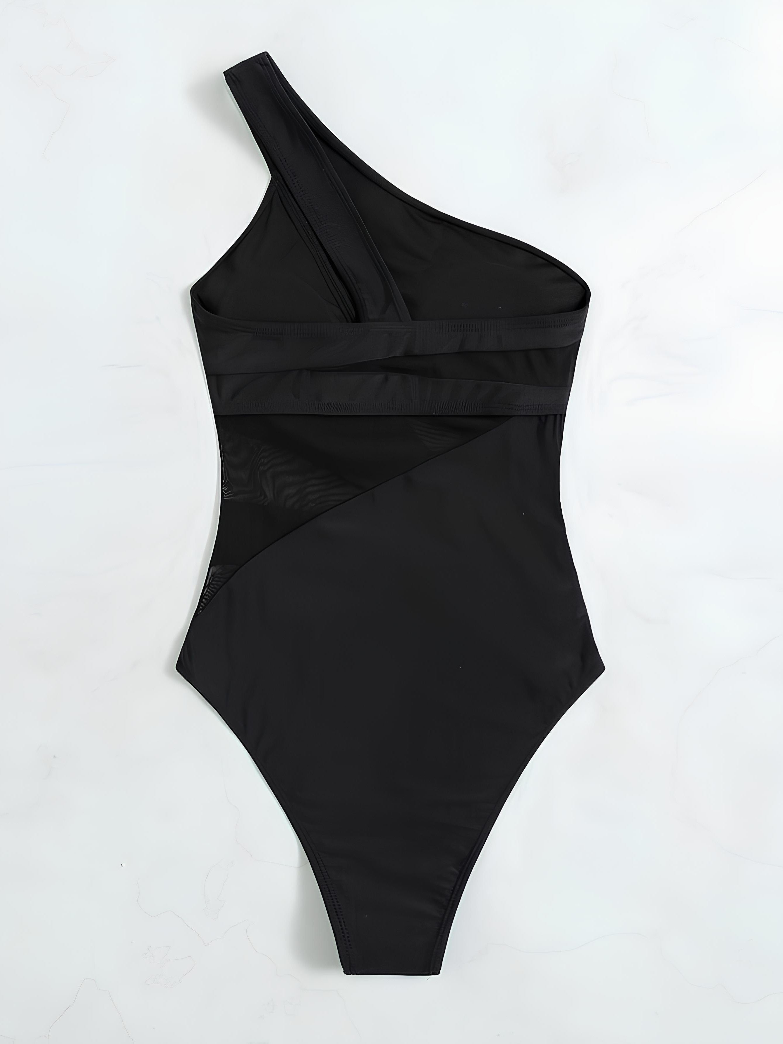 Asymmetrical Swimsuit With Cutouts And Strategic Sheer Panels