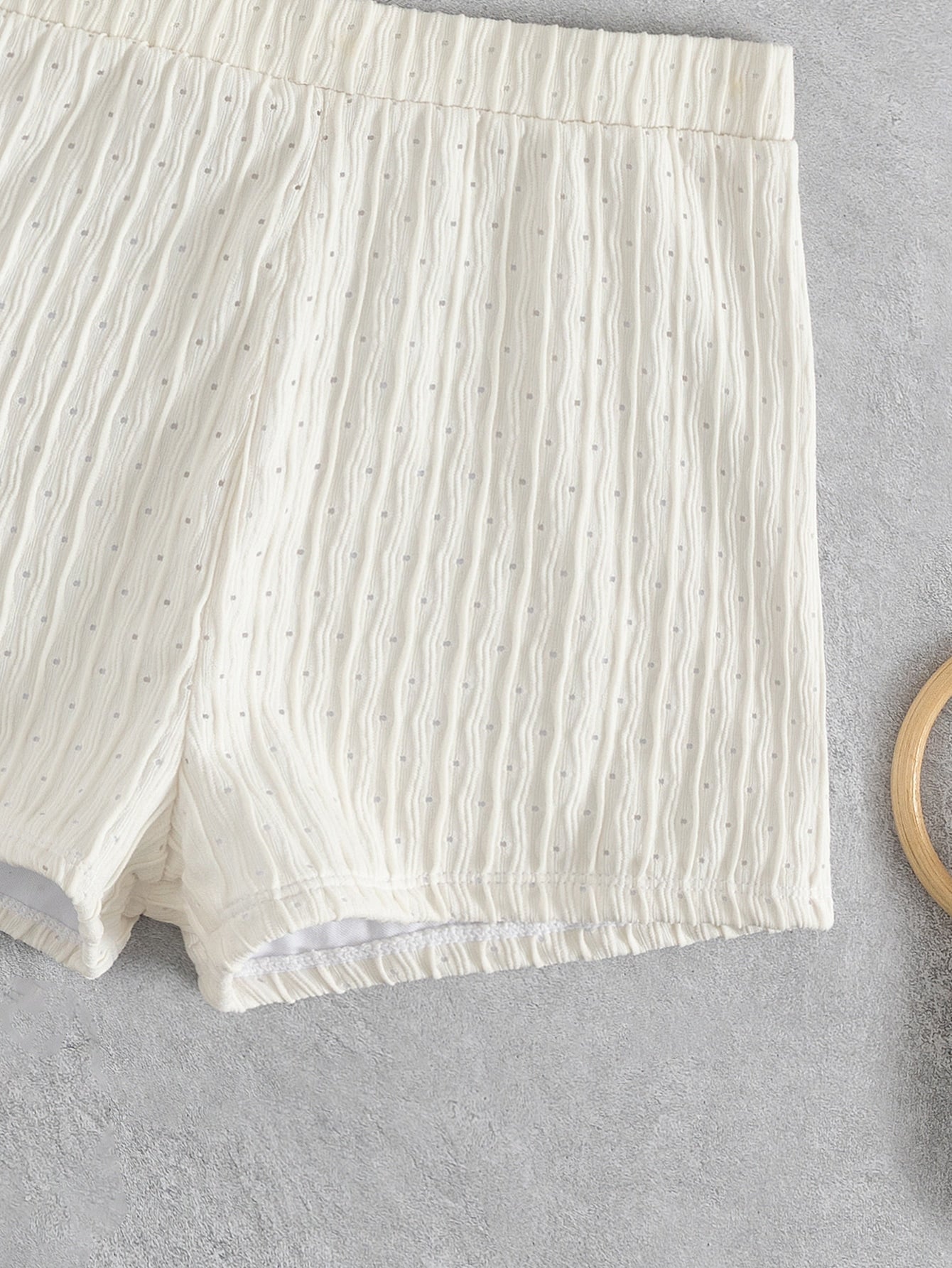 Textured Bikini With Shorts And Triangle Top