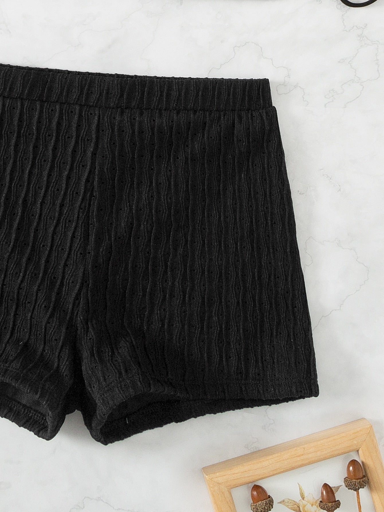 Textured Bikini With Shorts And Triangle Top