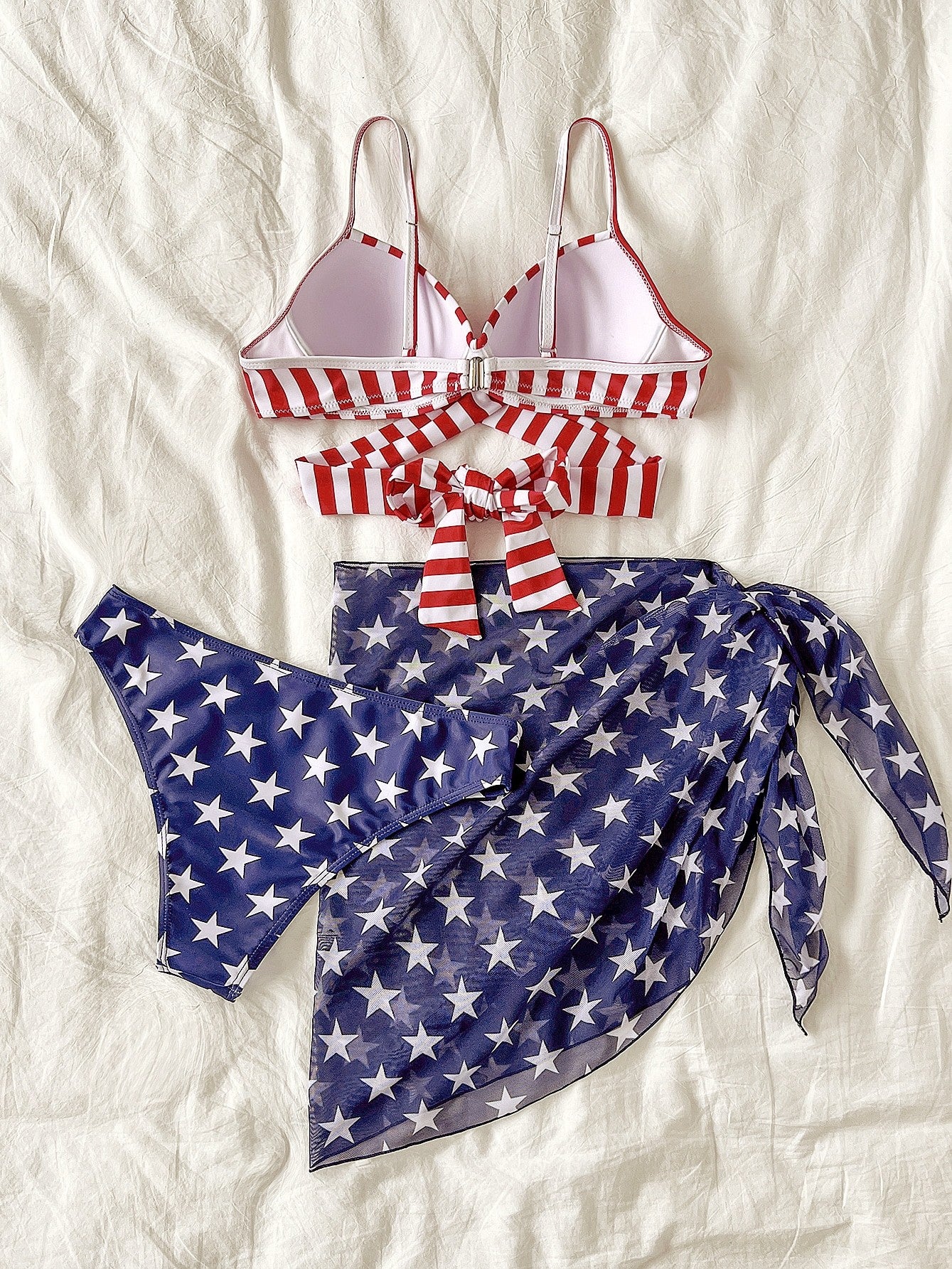 Structured Bikini And Flag-Style Cover-Up Set