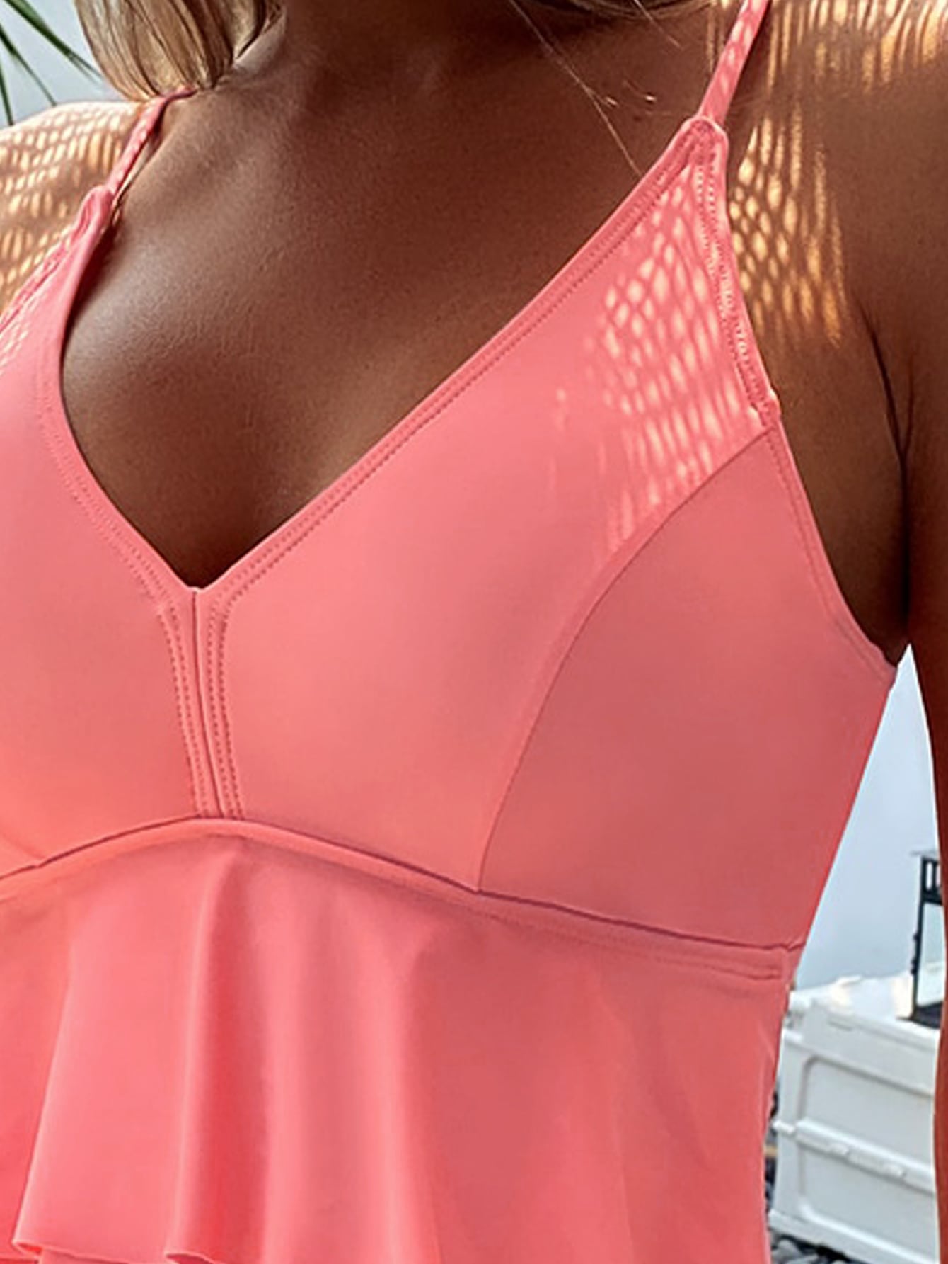 Tankini With Padding And Charming Layered Ruffles