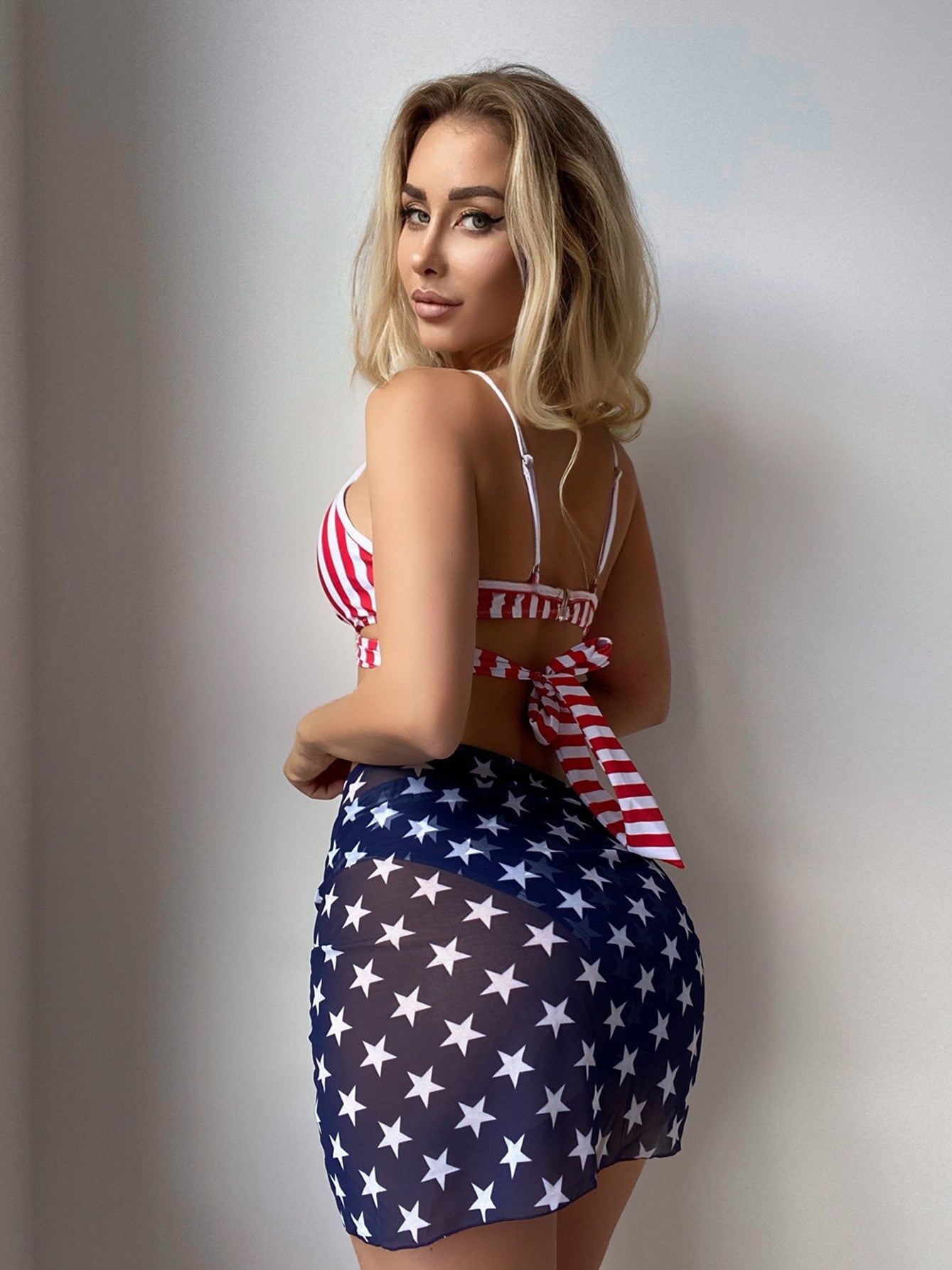 Structured Bikini And Flag-Style Cover-Up Set