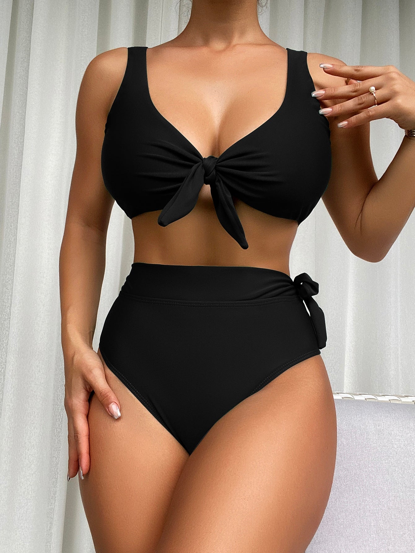 High-Waisted Bikini With Front And Side Tie