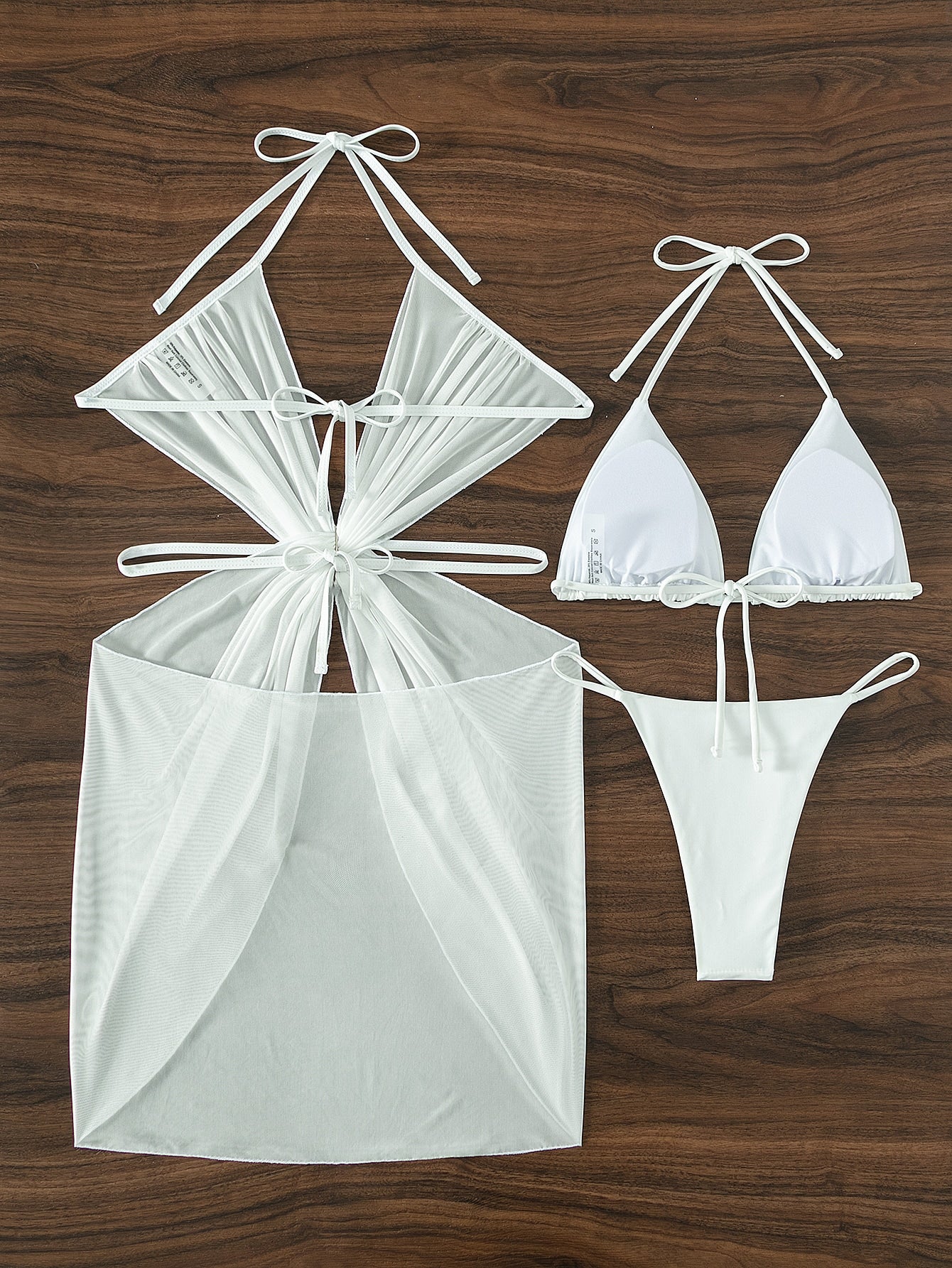 Bikini And Cover-Up Set With Cutouts And Sheer Panels