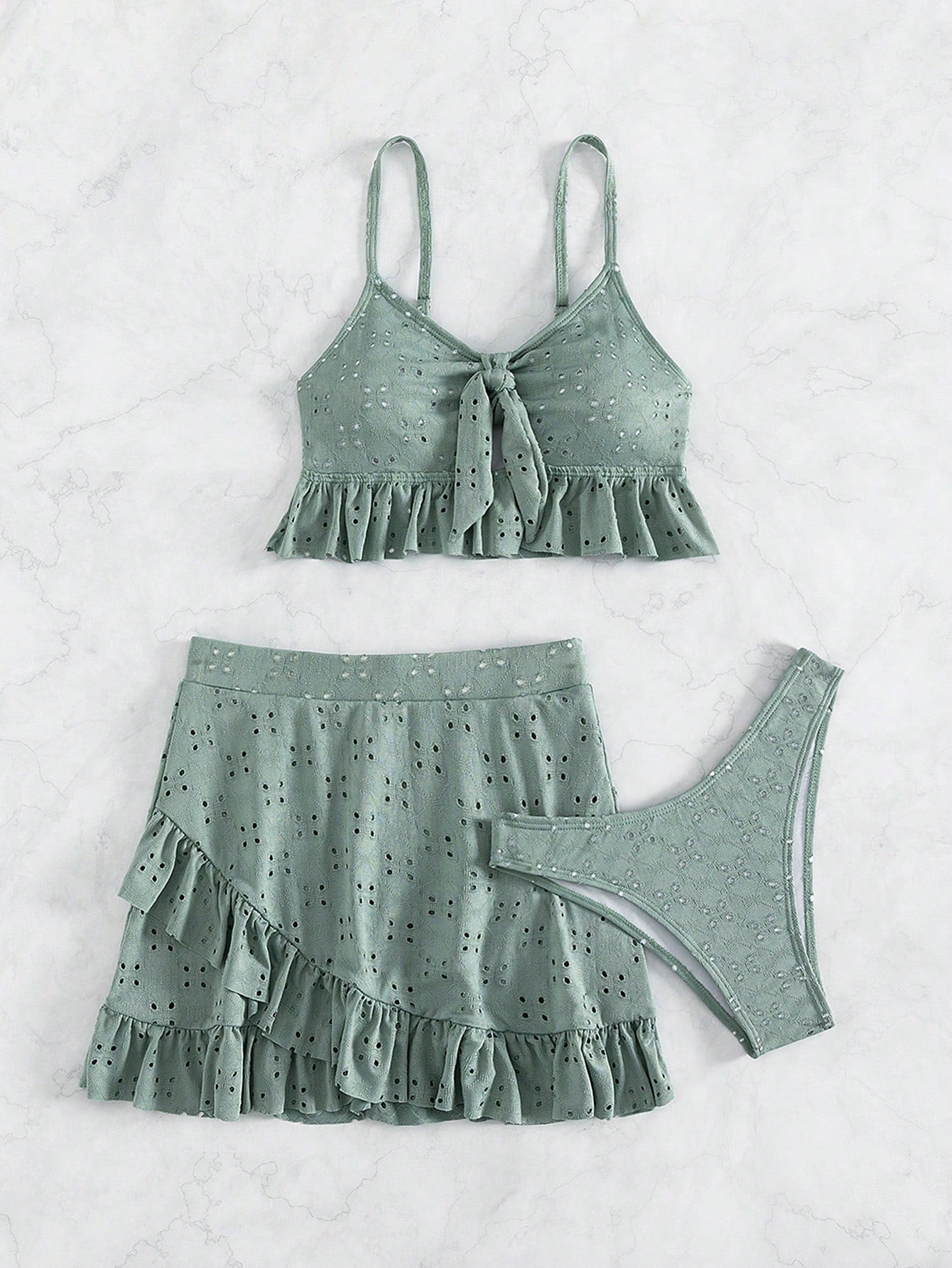 Cover-Up With Ruffles And String Bikini Bottom