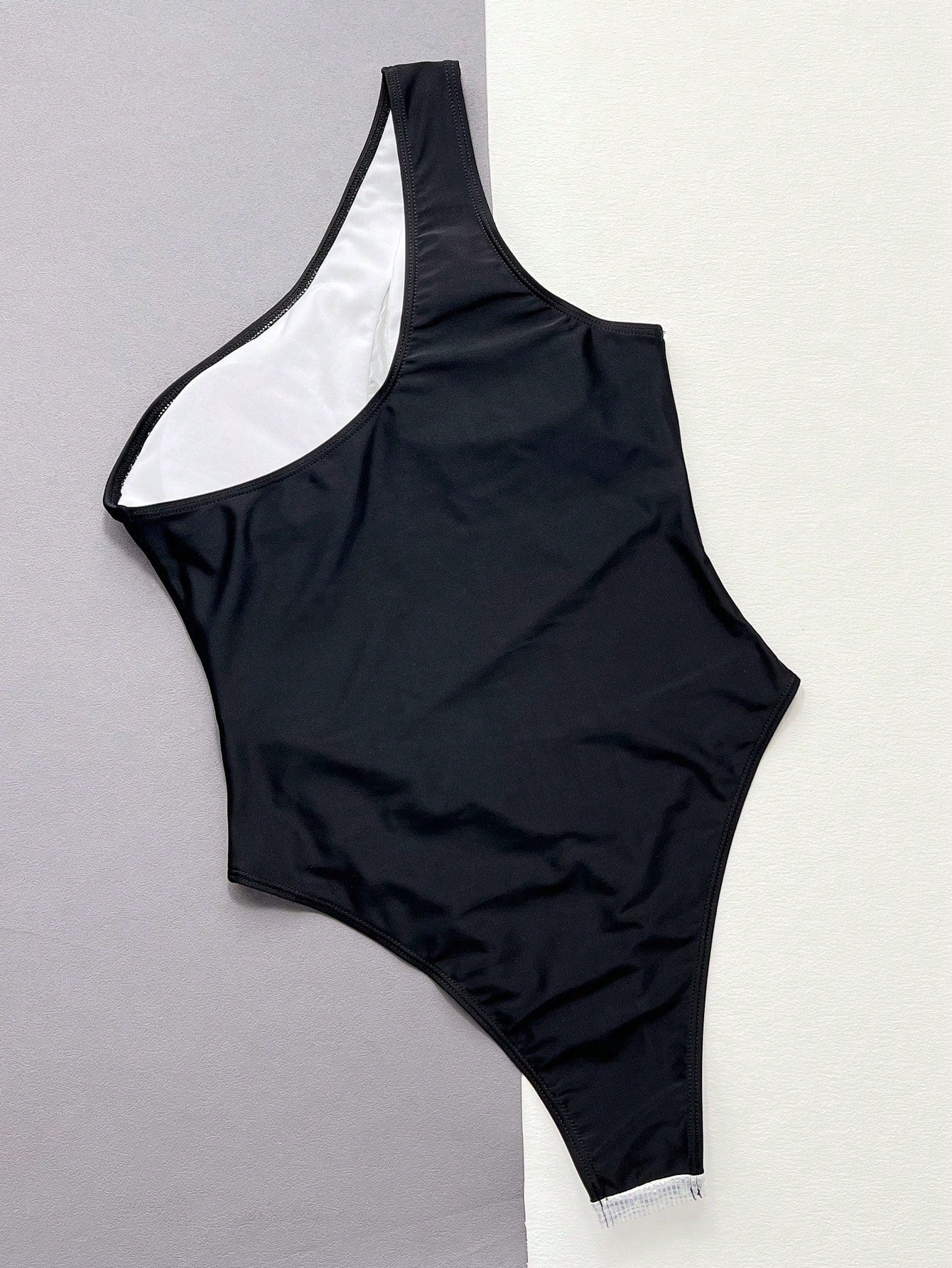 Asymmetrical Swimsuit With Tulle And Shiny Details