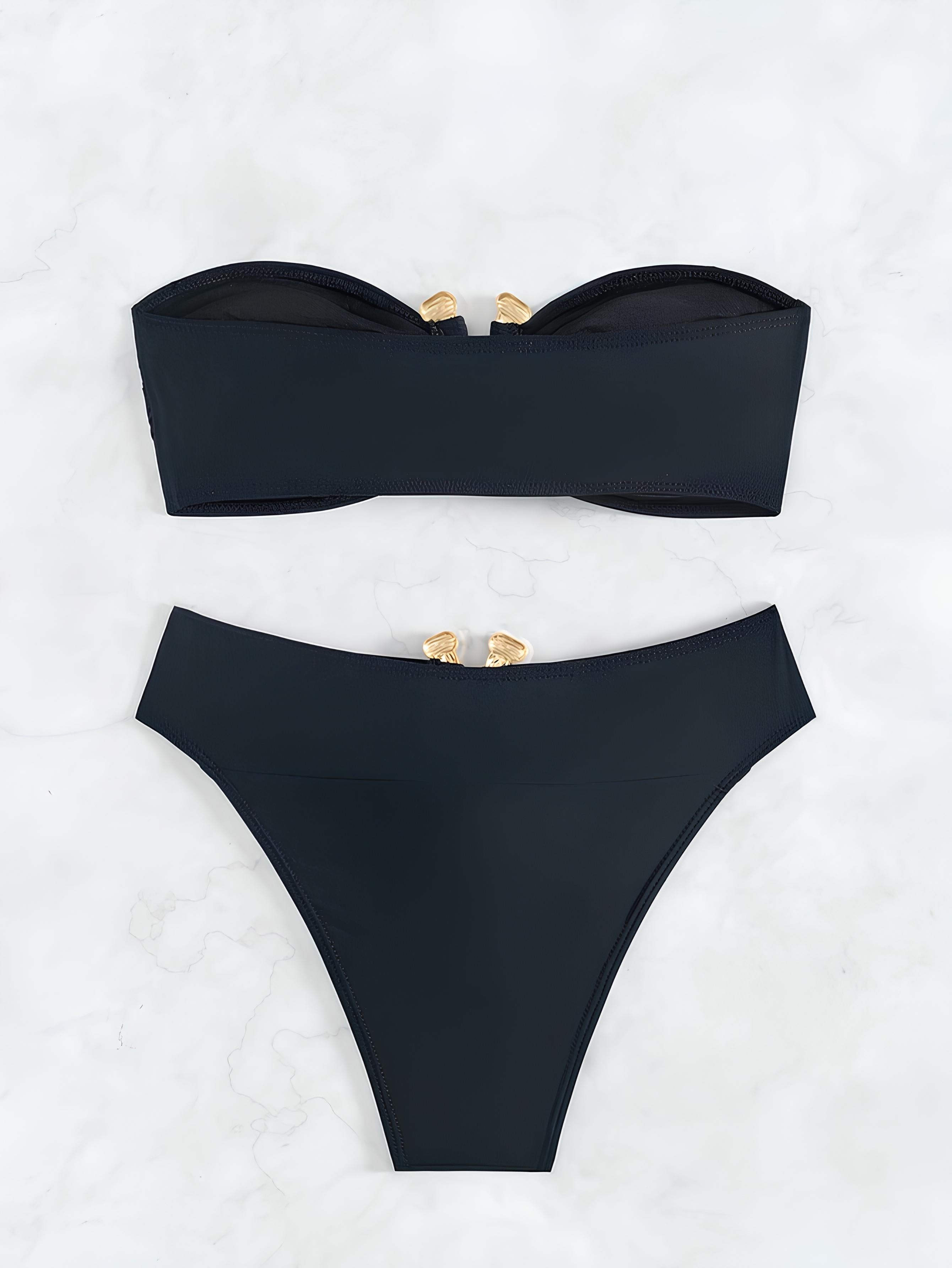 High-Waisted Strapless Bikini With Luxury Rings