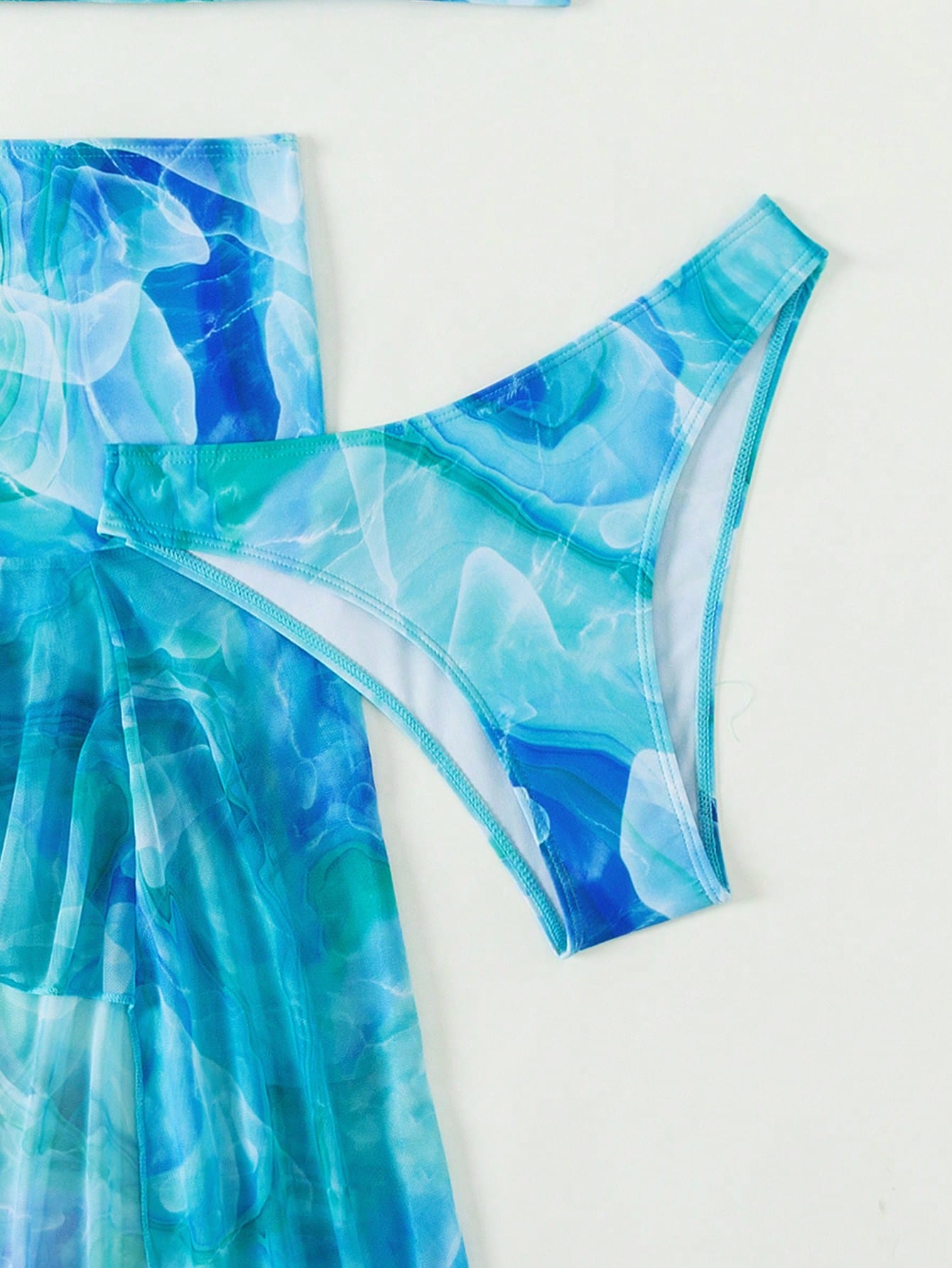 Bikini And Long Printed Flowing Cover-Up Set