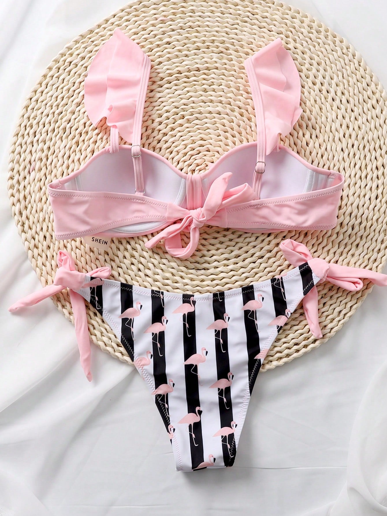 Striped Bikini With Ruffles And Adjustable Sides