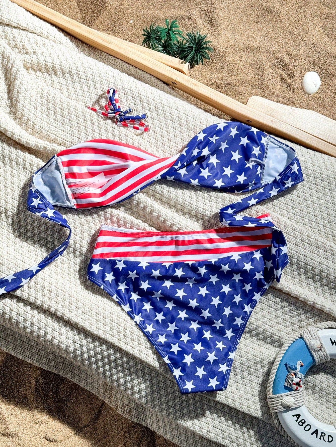 High-Waisted Printed Bikini With Padding And Thin Straps