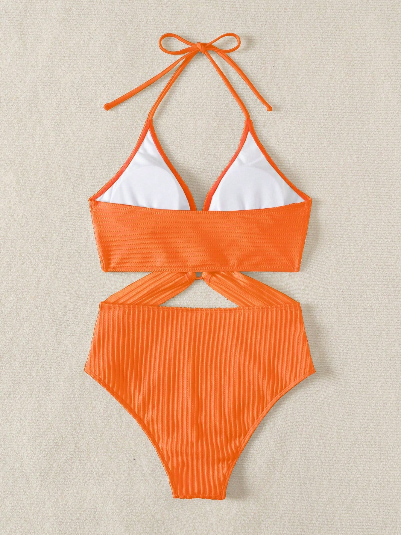 Textured Swimsuit With Side Cutouts And Front Ring