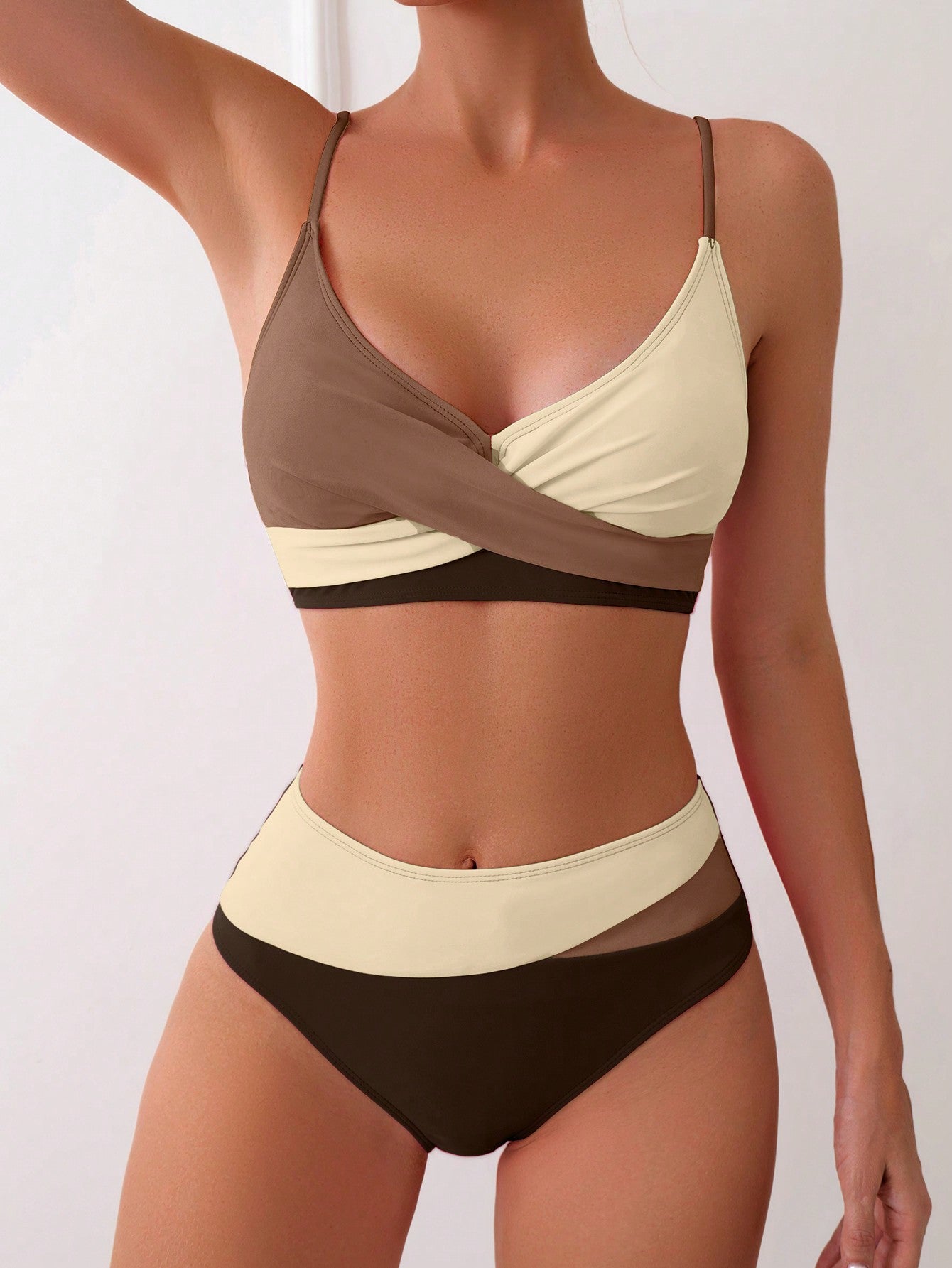 High-Waisted Bikini With Asymmetrical Cutouts And Crossed Top