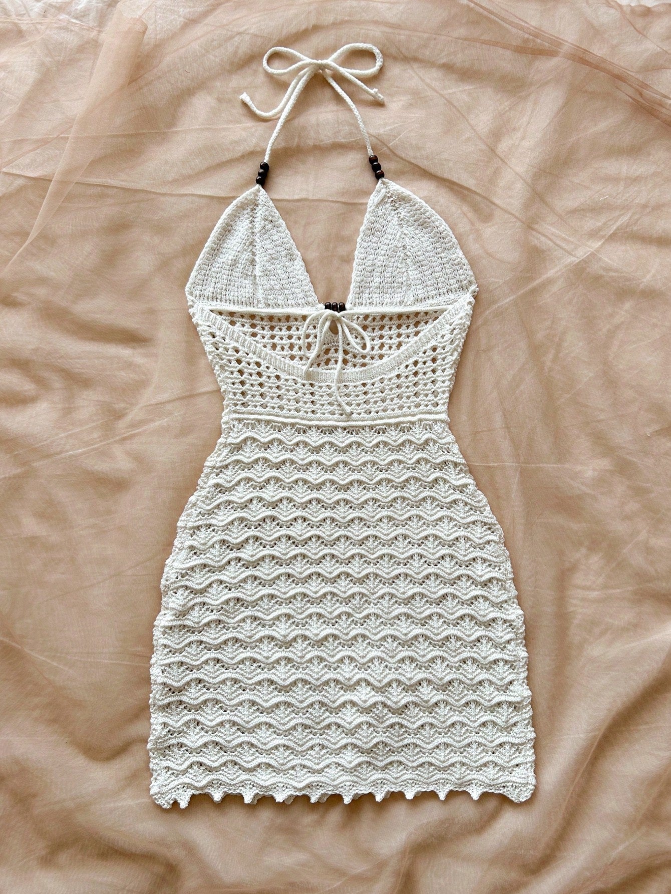 Short Crochet Cover-Up With Deep V-Neckline