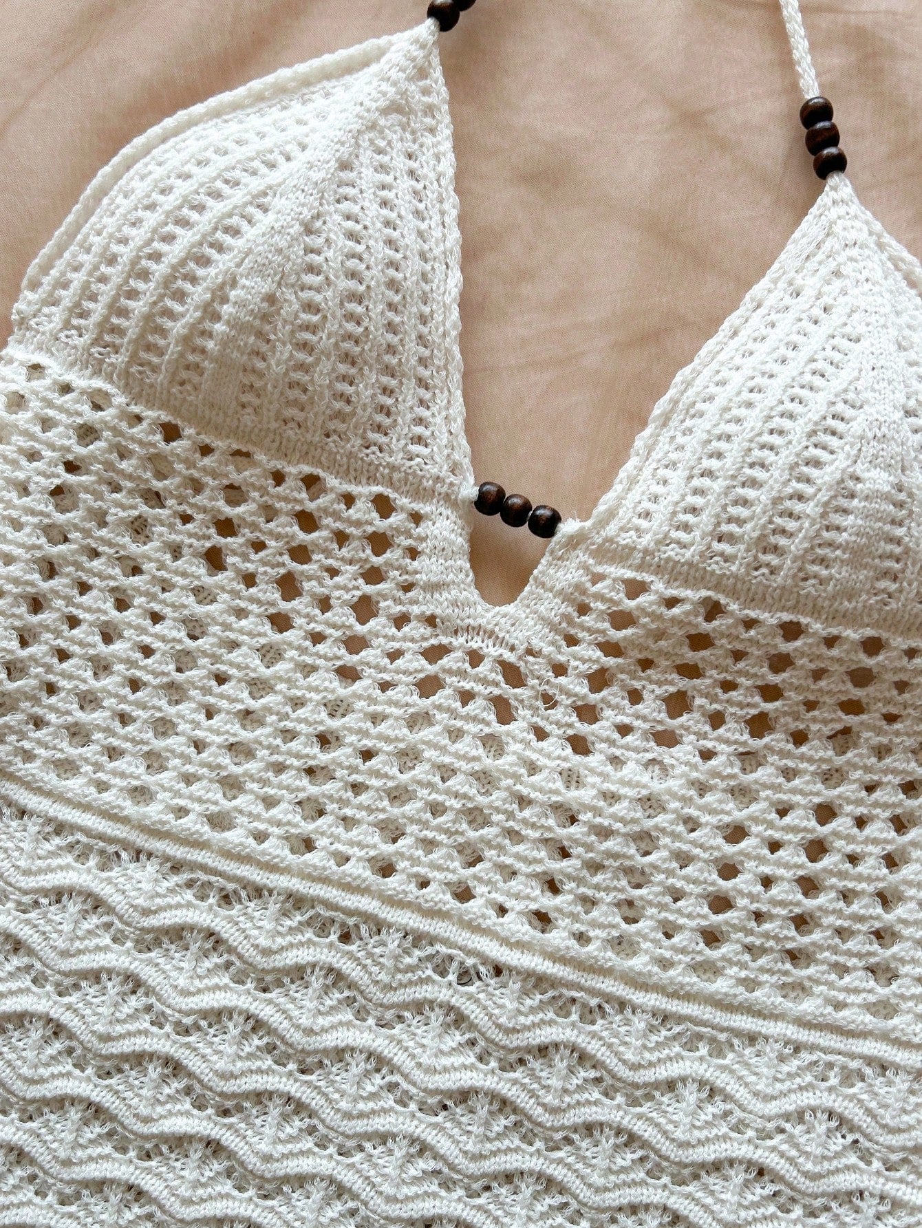 Short Crochet Cover-Up With Deep V-Neckline