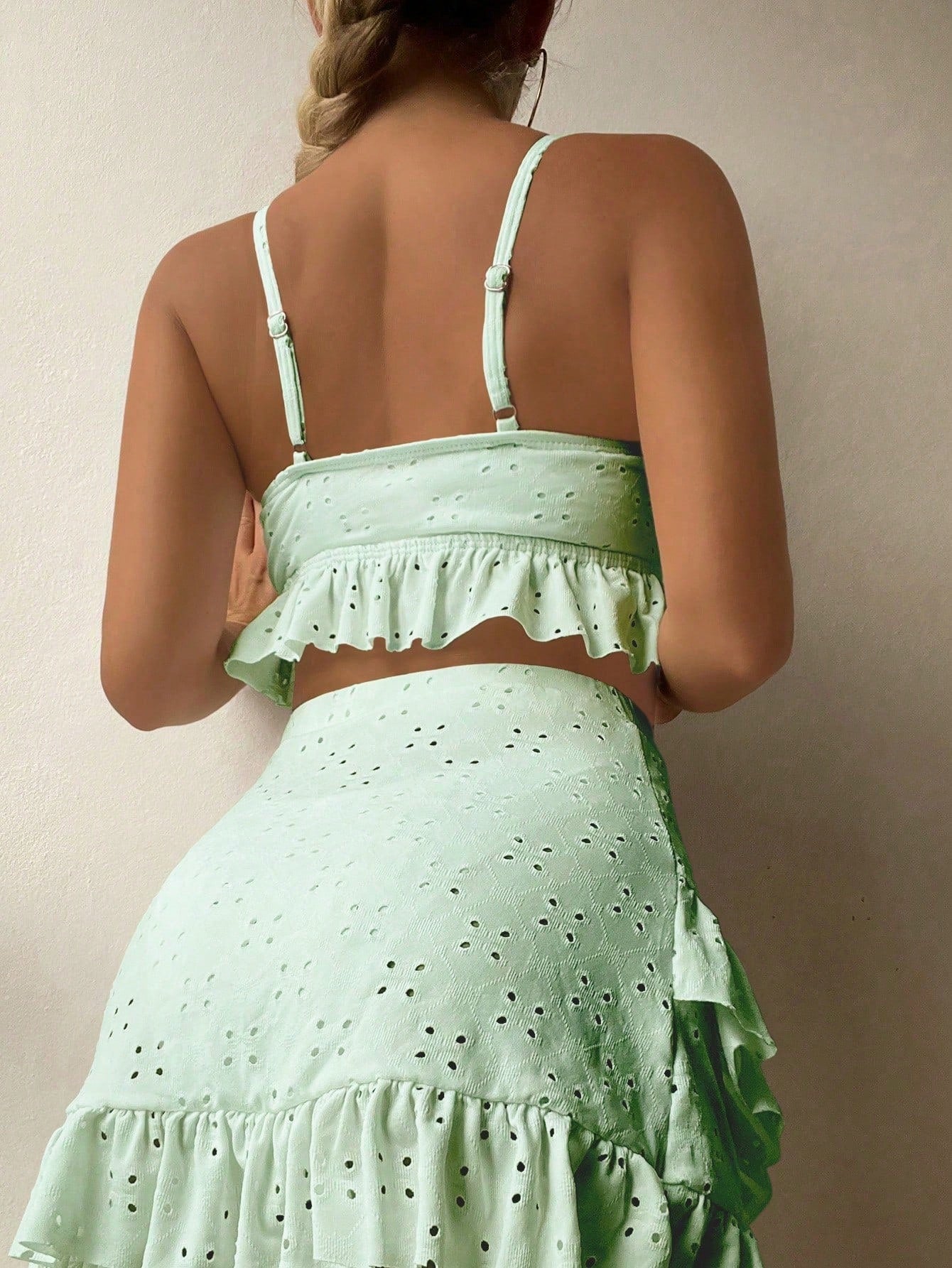 Cover-Up With Ruffles And String Bikini Bottom