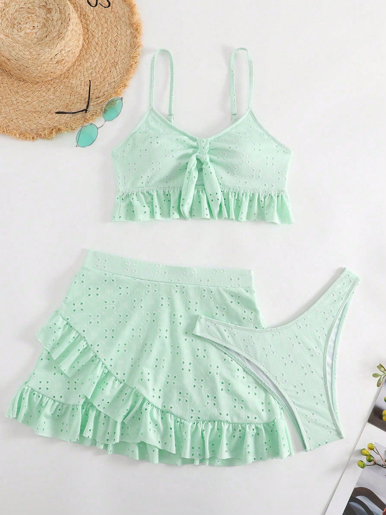 Cover-Up With Ruffles And String Bikini Bottom