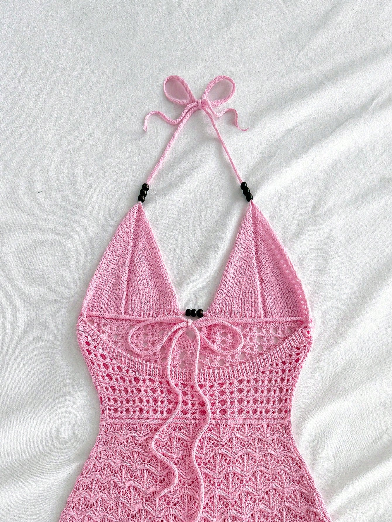 Short Crochet Cover-Up With Deep V-Neckline