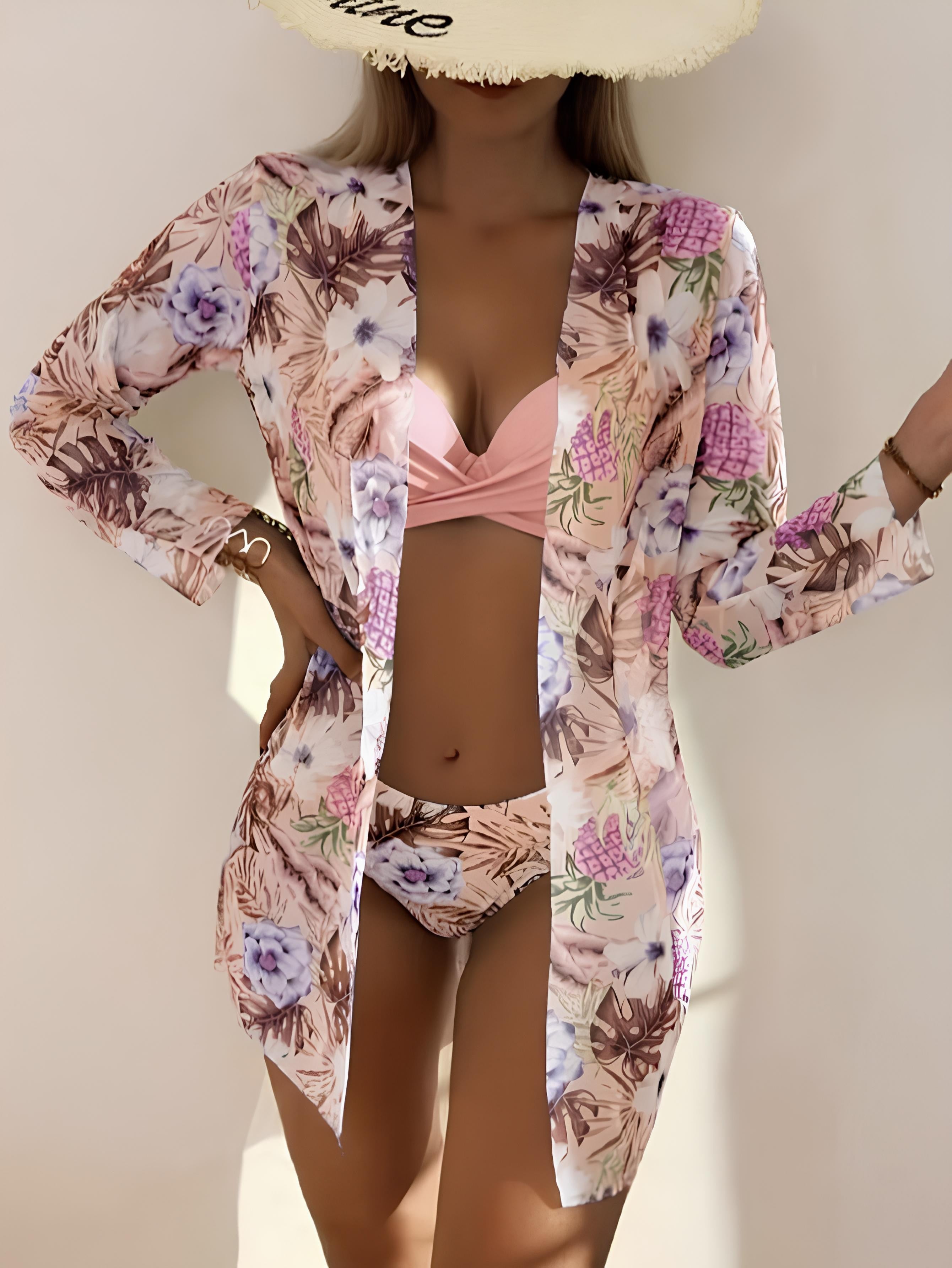 Structured Bikini Set with Tropical Print
