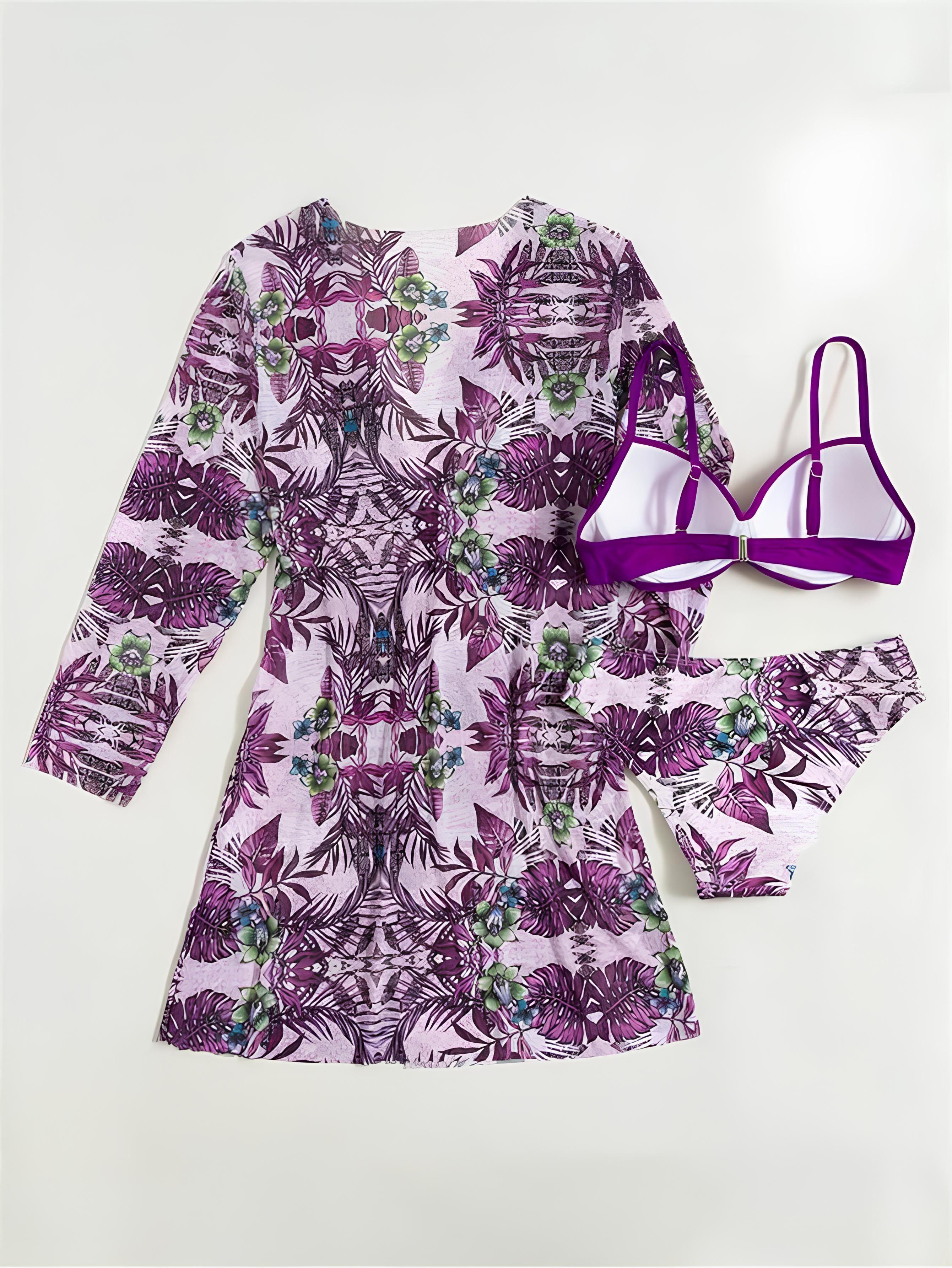 Structured Bikini Set with Tropical Print