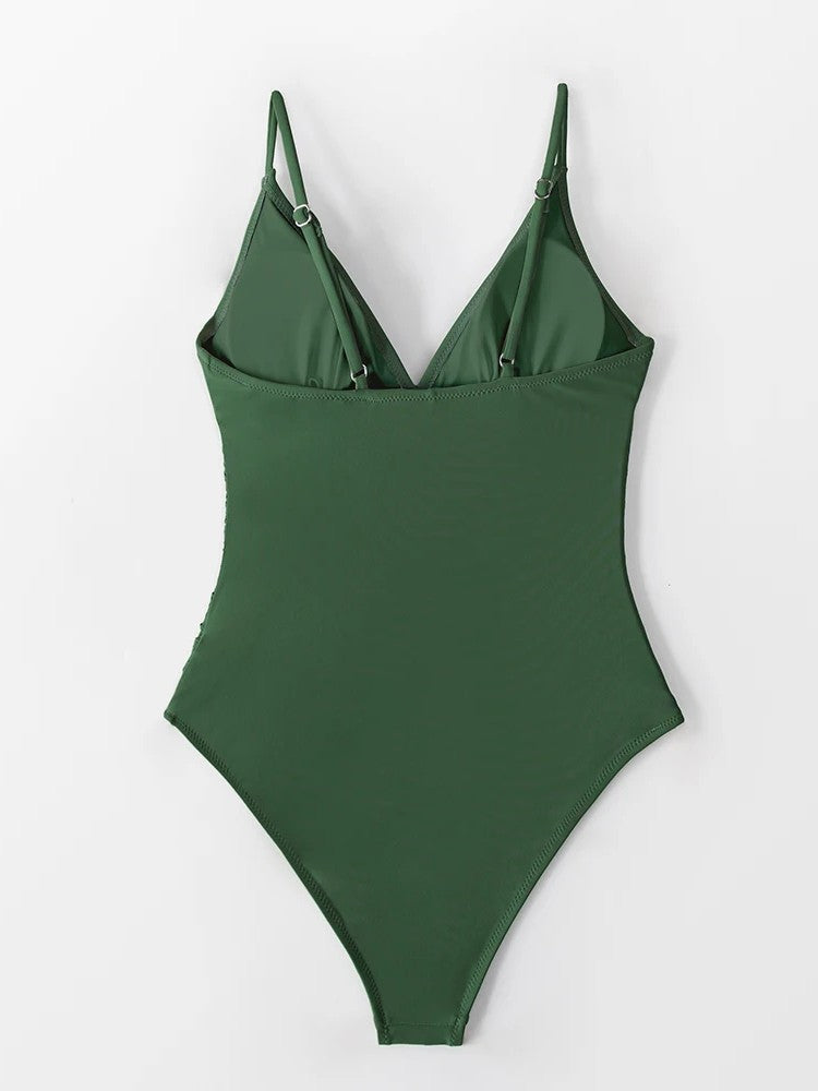 Swimsuit With Deep V-Neckline And Side Draping