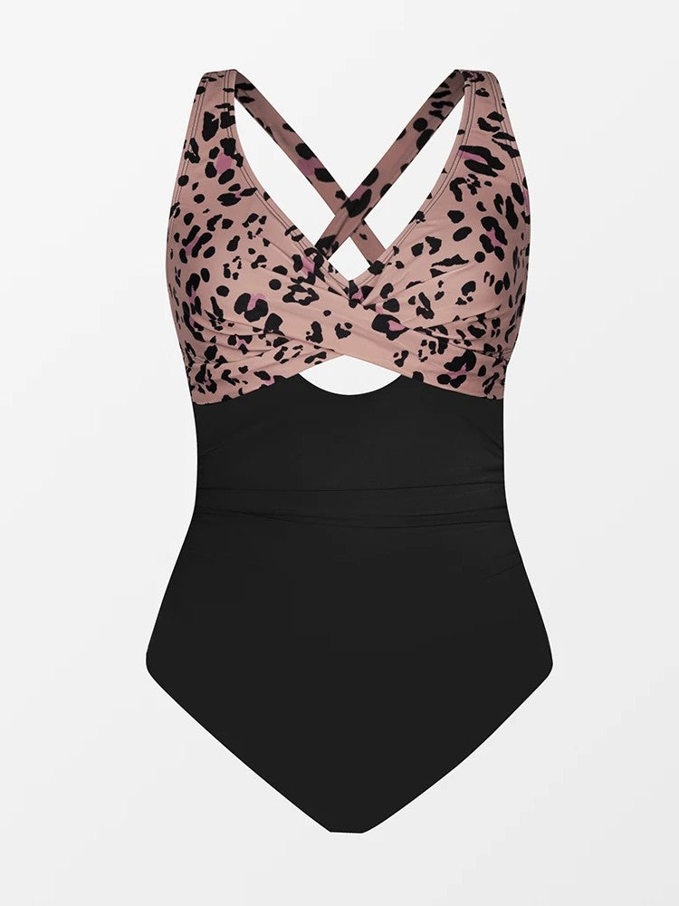 Printed Swimsuit With High Waist And Twisted Front Cutout