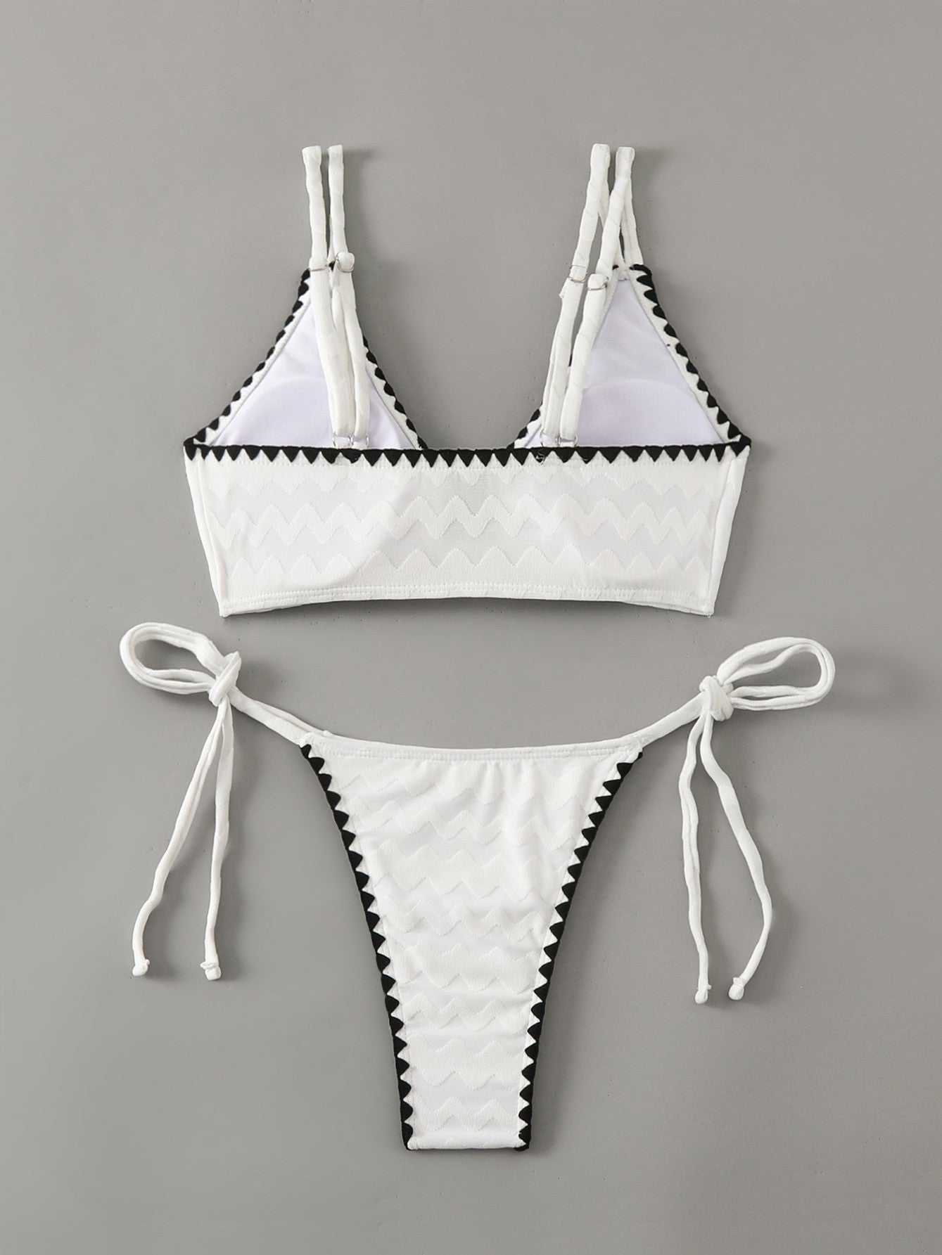 Textured Strapless Bikini With Tie Detail
