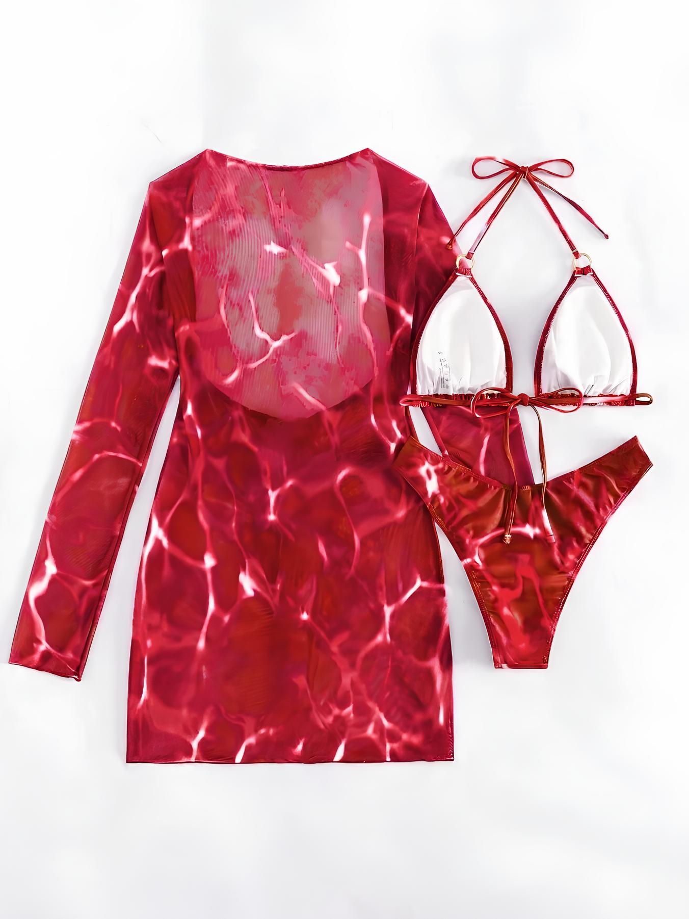 Long-Sleeve Cover-Up Set With Cutouts And Ring Details