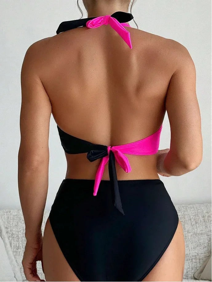 High-Waisted Bikini With Asymmetrical Cutout And Wrap Top
