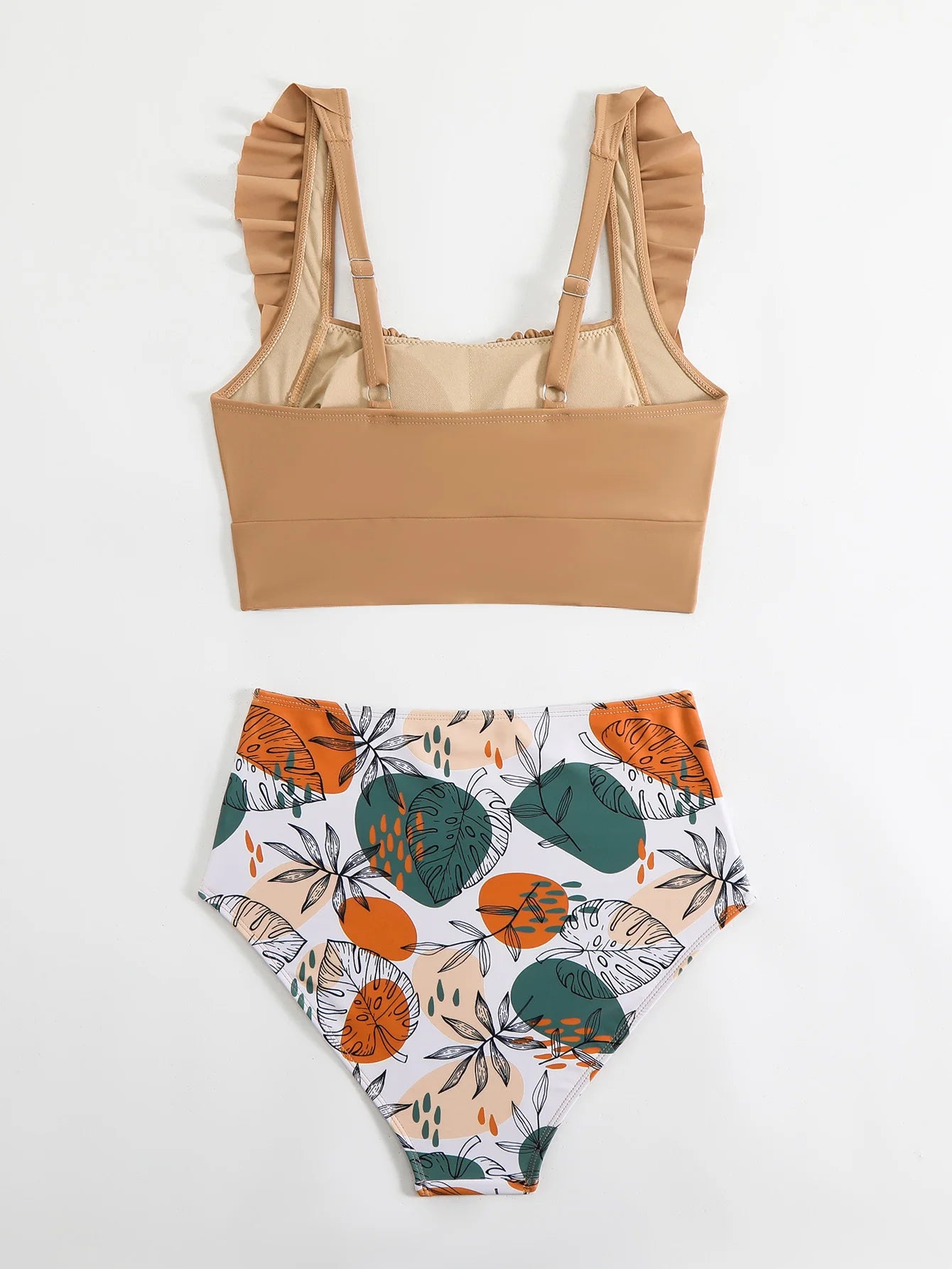 High-Waisted Printed Bikini With Ruffled Top