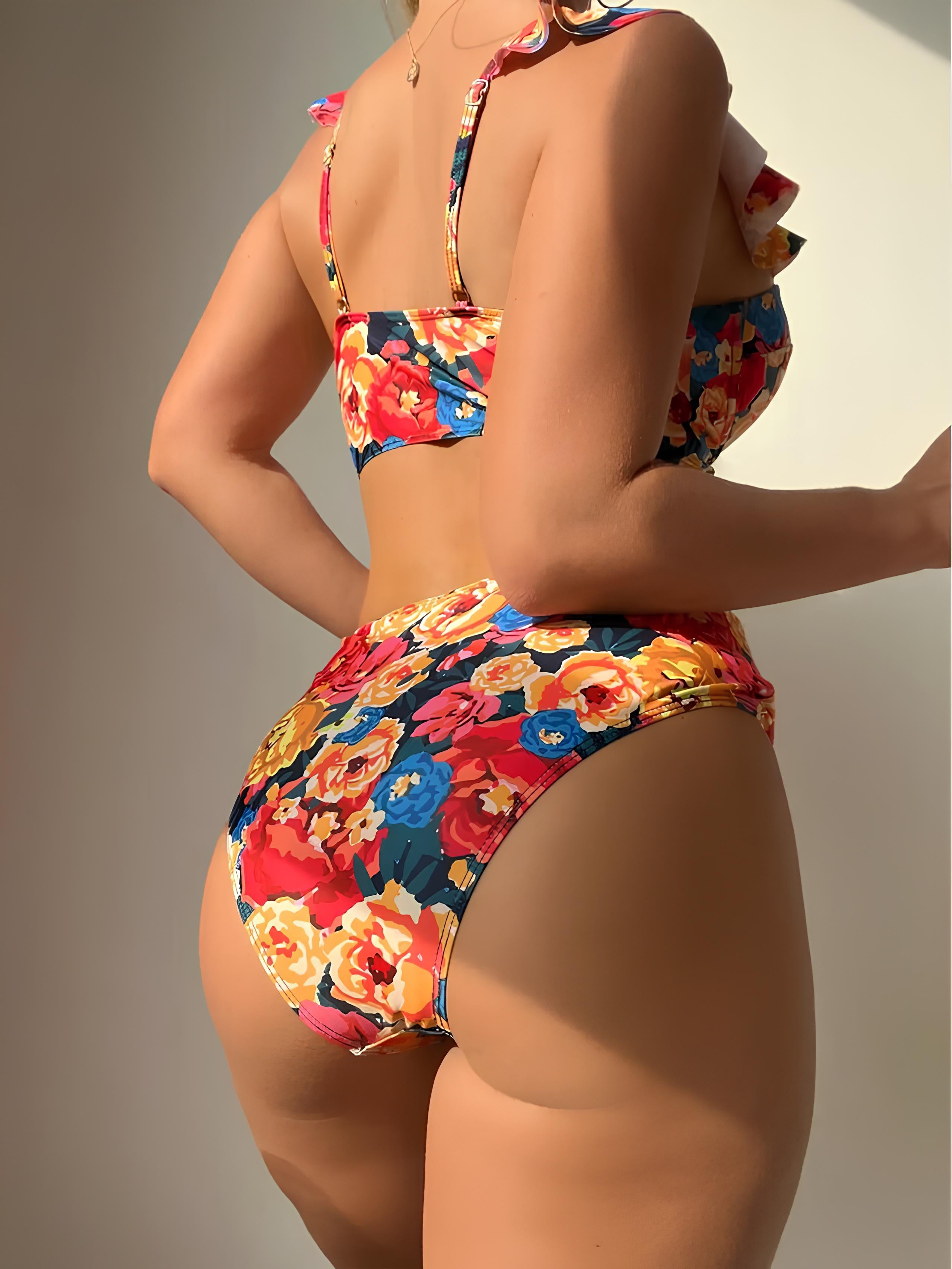 High-Waisted Printed Bikini With Structured Top