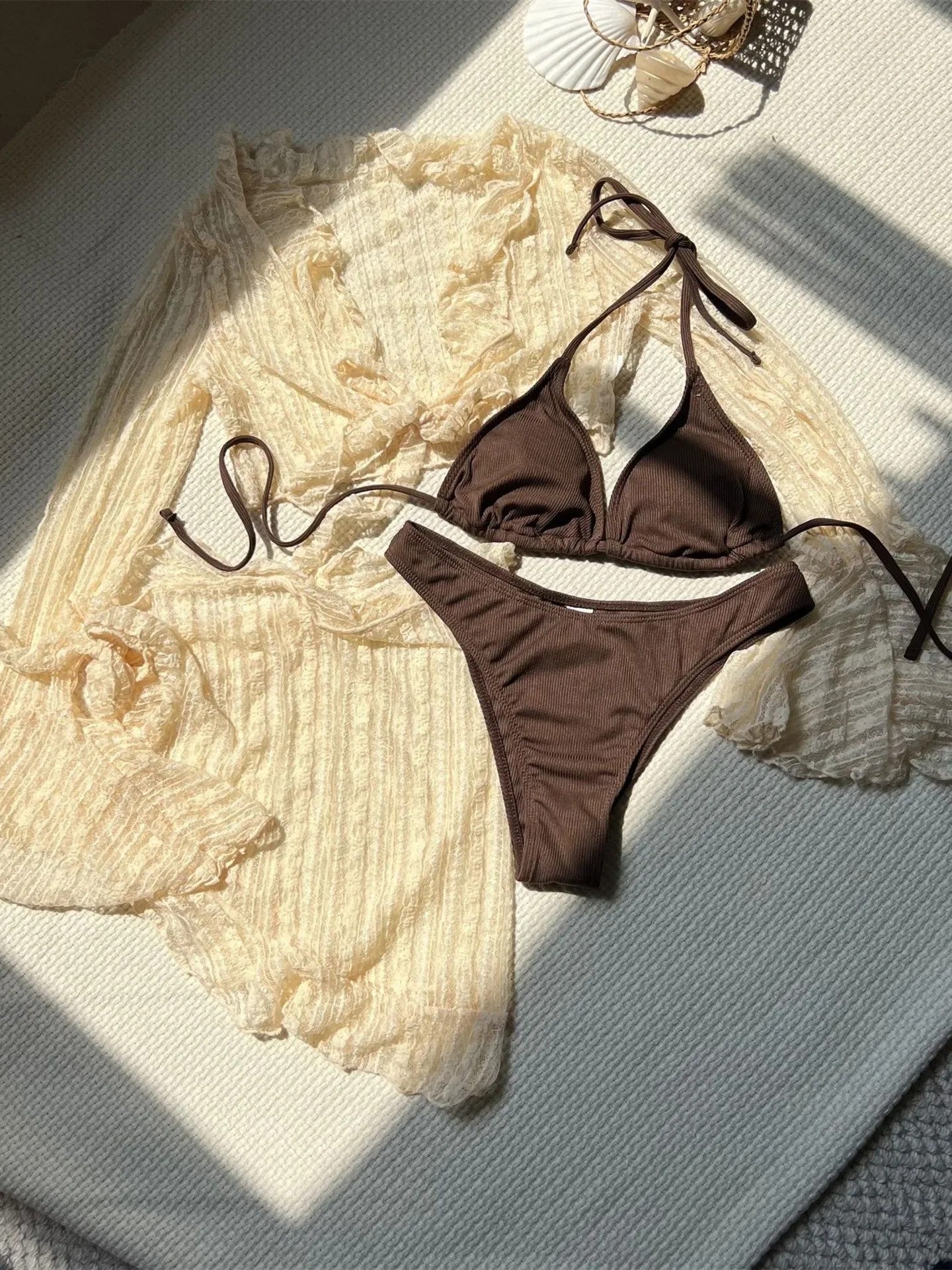 Triangle Bikini Set With Top And Tulle Skirt