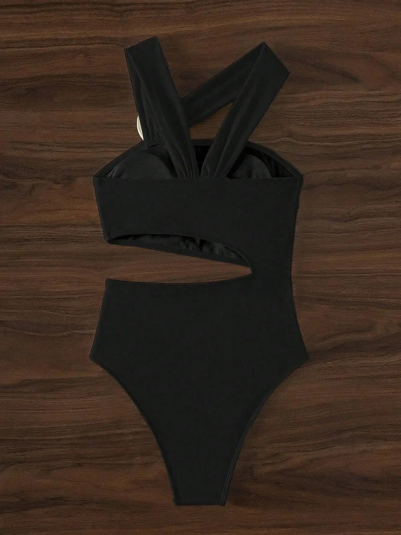 Asymmetrical Swimsuit With Flower Appliqué And Side Cutout