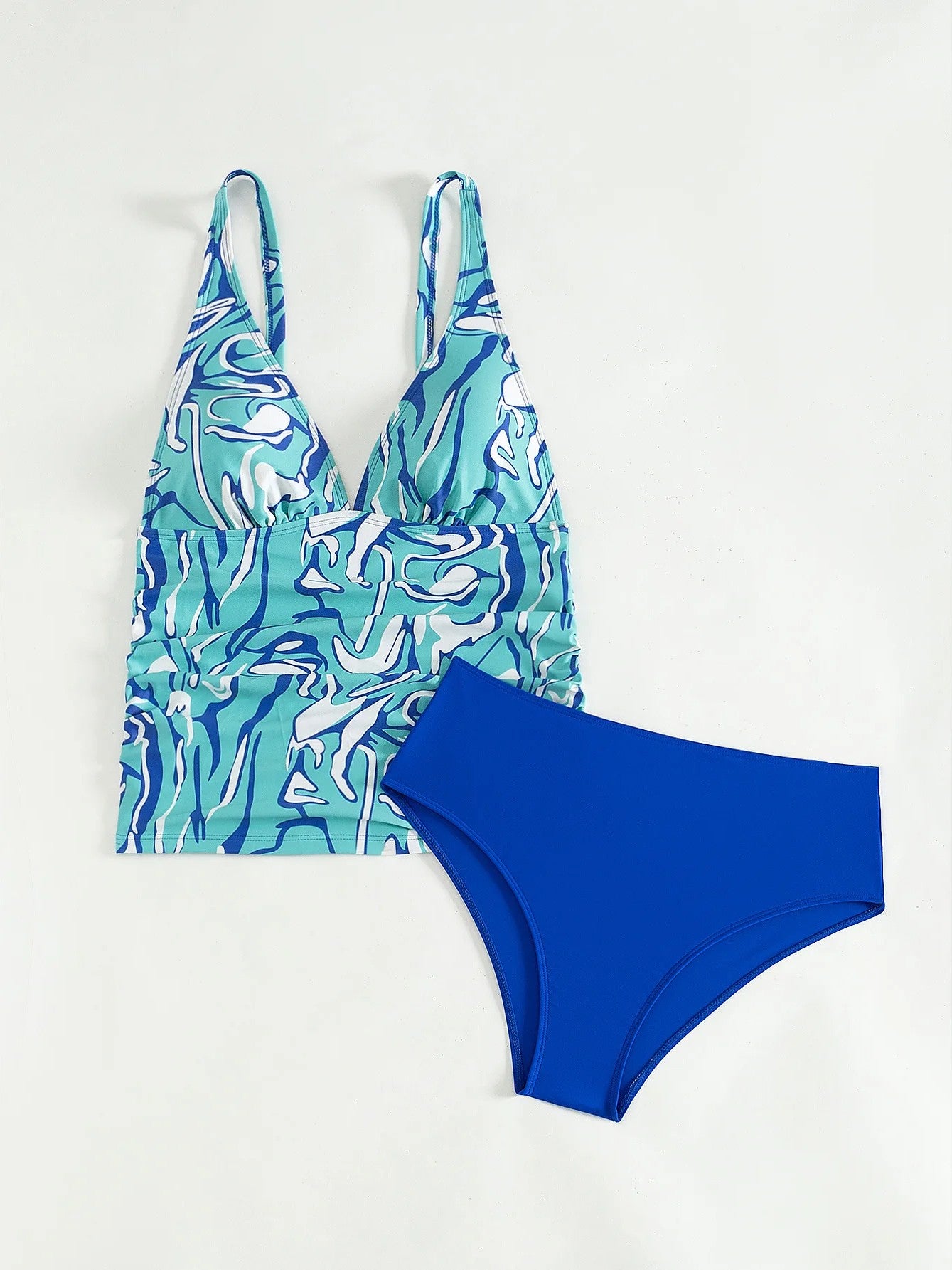 Printed Tankini With V-Neckline And Removable Padding