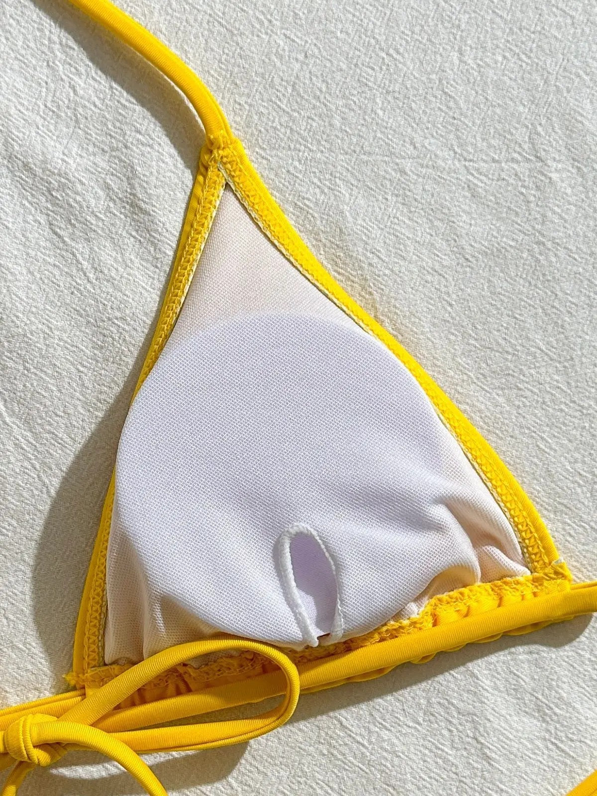 Triangle Bikini Set With Textured Long-Sleeve Top