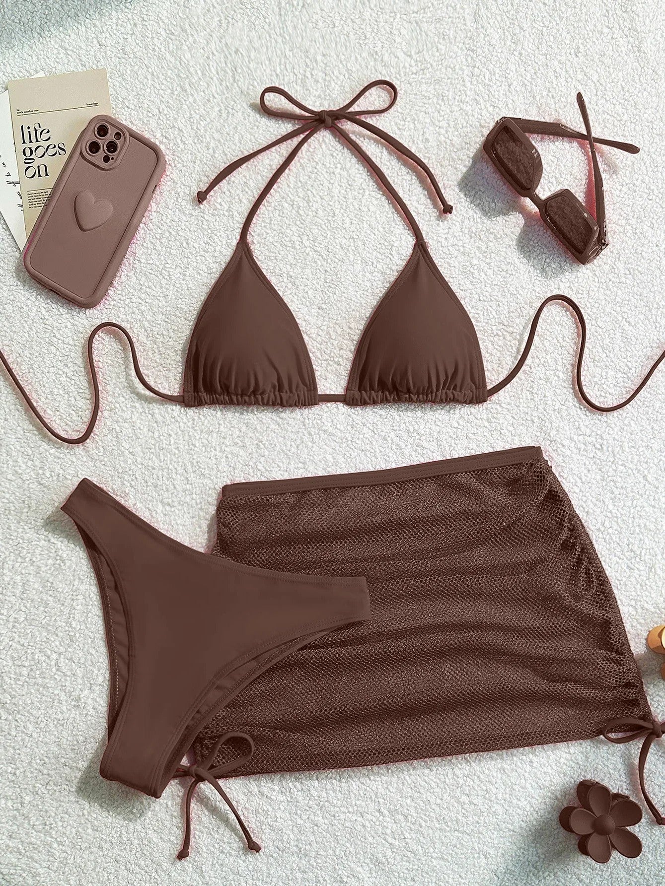 Triangle Bikini Set With Adjustable Sheer Skirt
