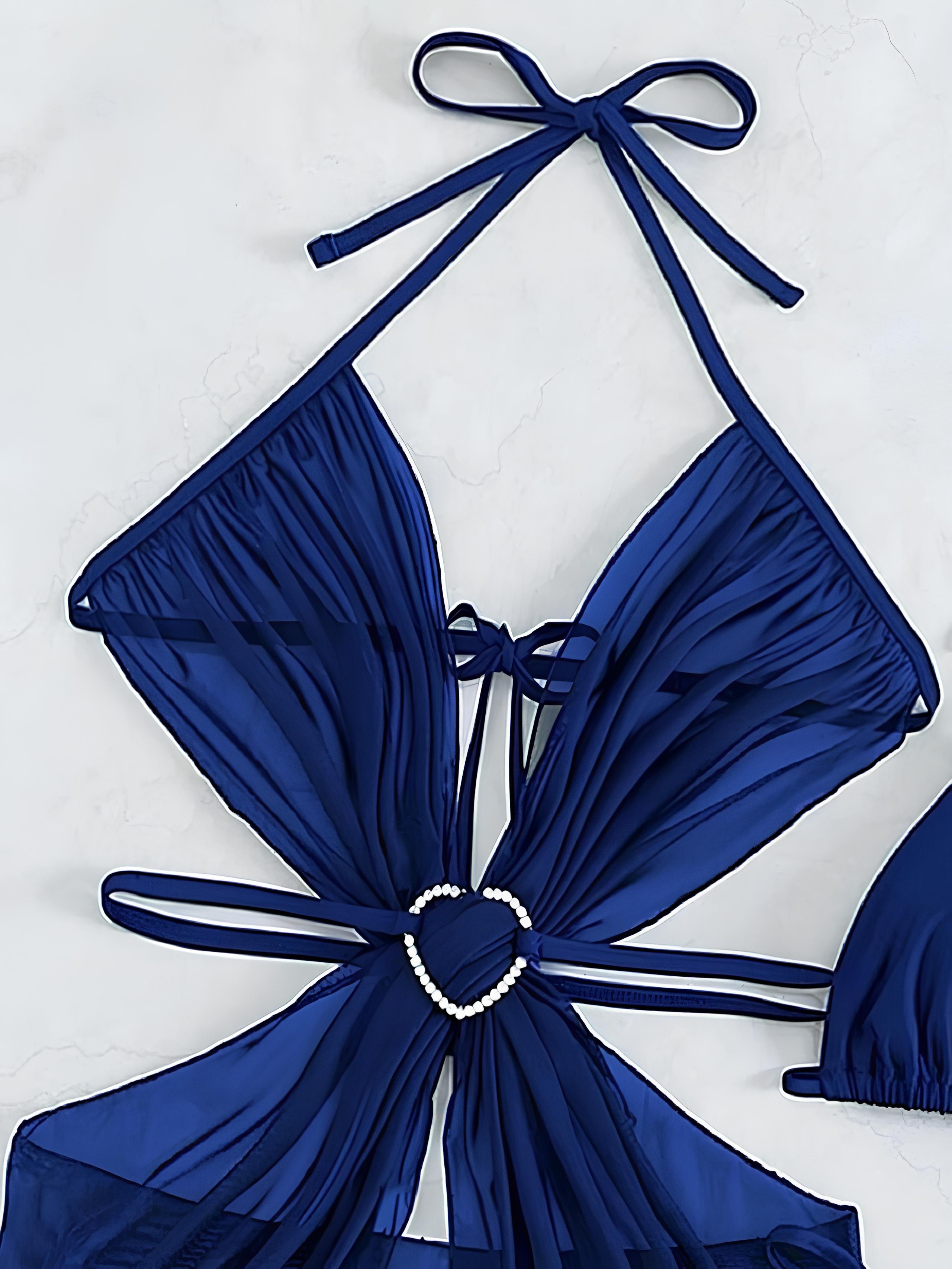 String Bikini Set With Long Wrap Cover-Up