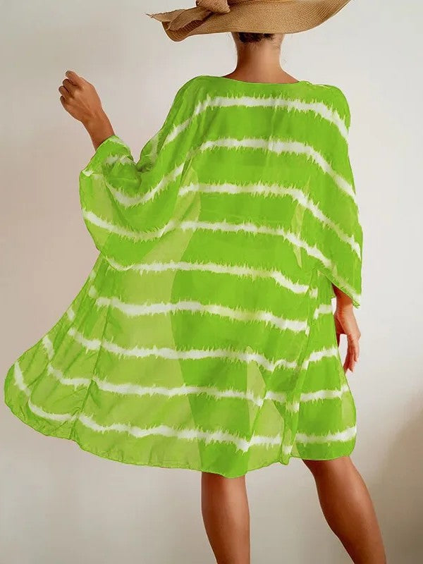 Strapless Bikini And Printed Cover-Up Set