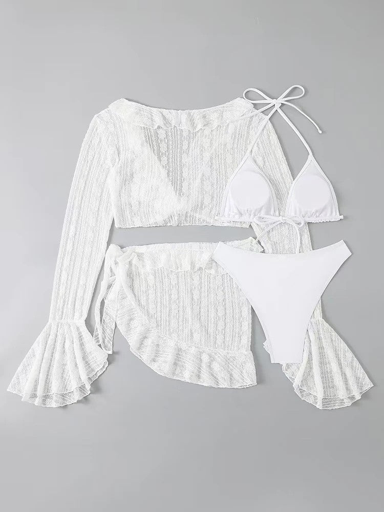 Triangle Bikini Set With Top And Tulle Skirt