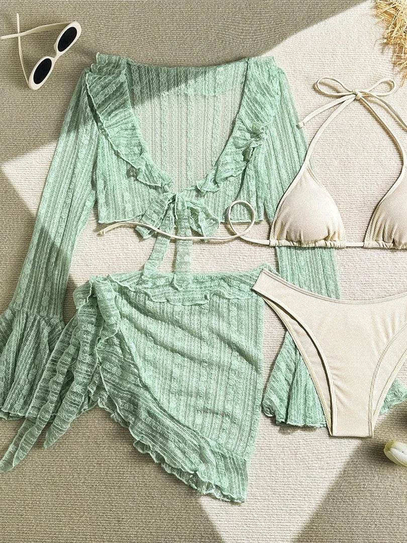 Triangle Bikini Set With Top And Tulle Skirt