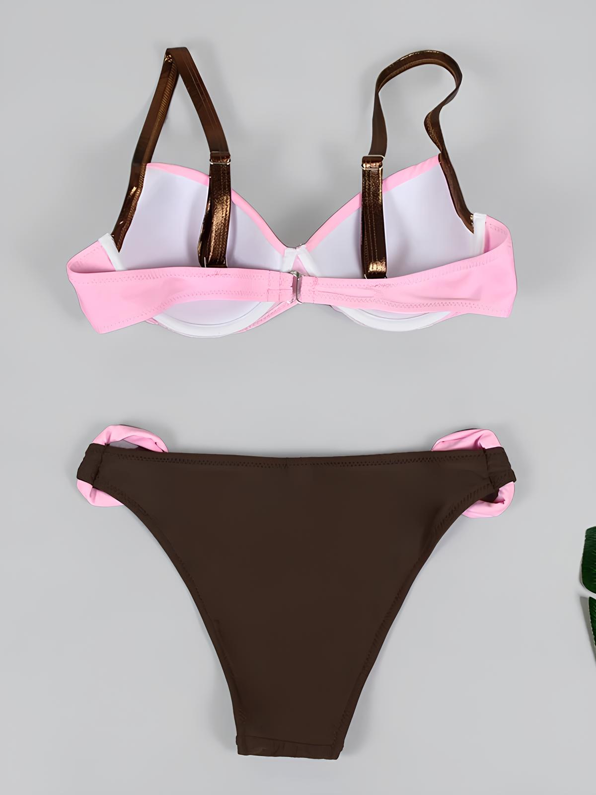 Two-Tone Bikini With Structured Padding And Draped Detail