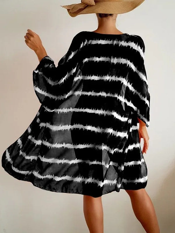 Strapless Bikini And Printed Cover-Up Set