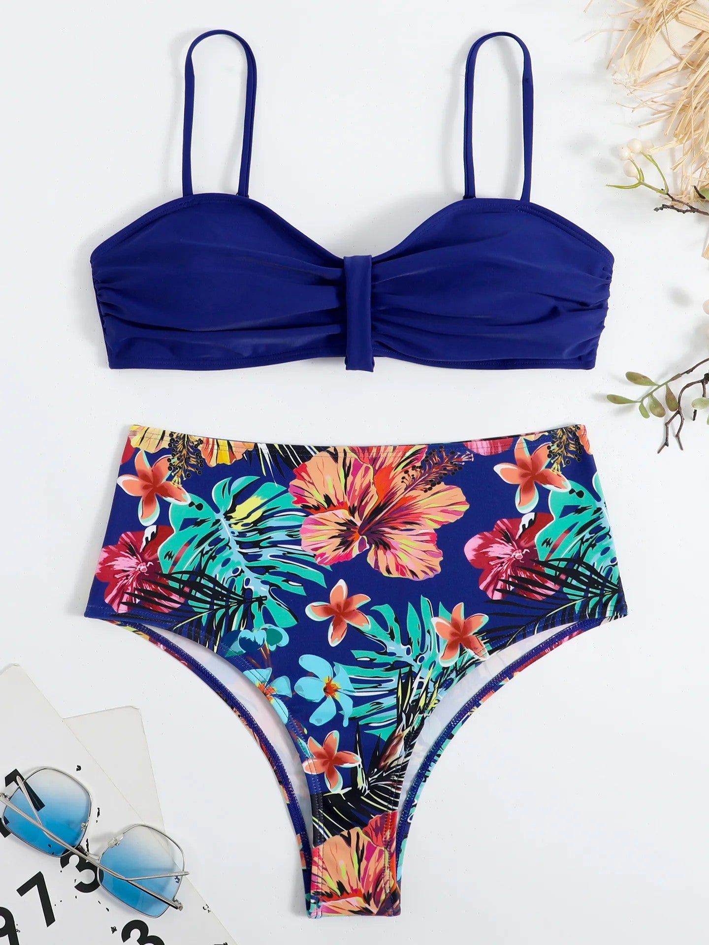 High-Waisted Printed Bikini With Structured Top
