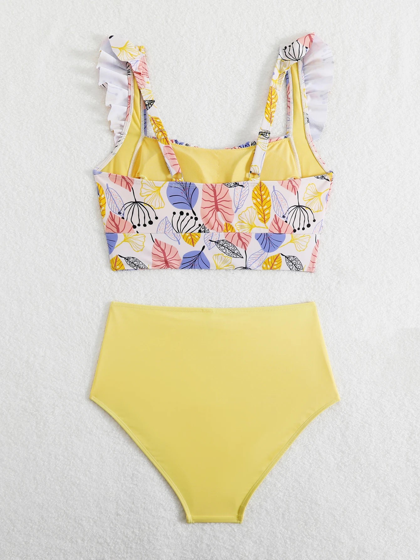 High-Waisted Printed Bikini With Ruffled Top